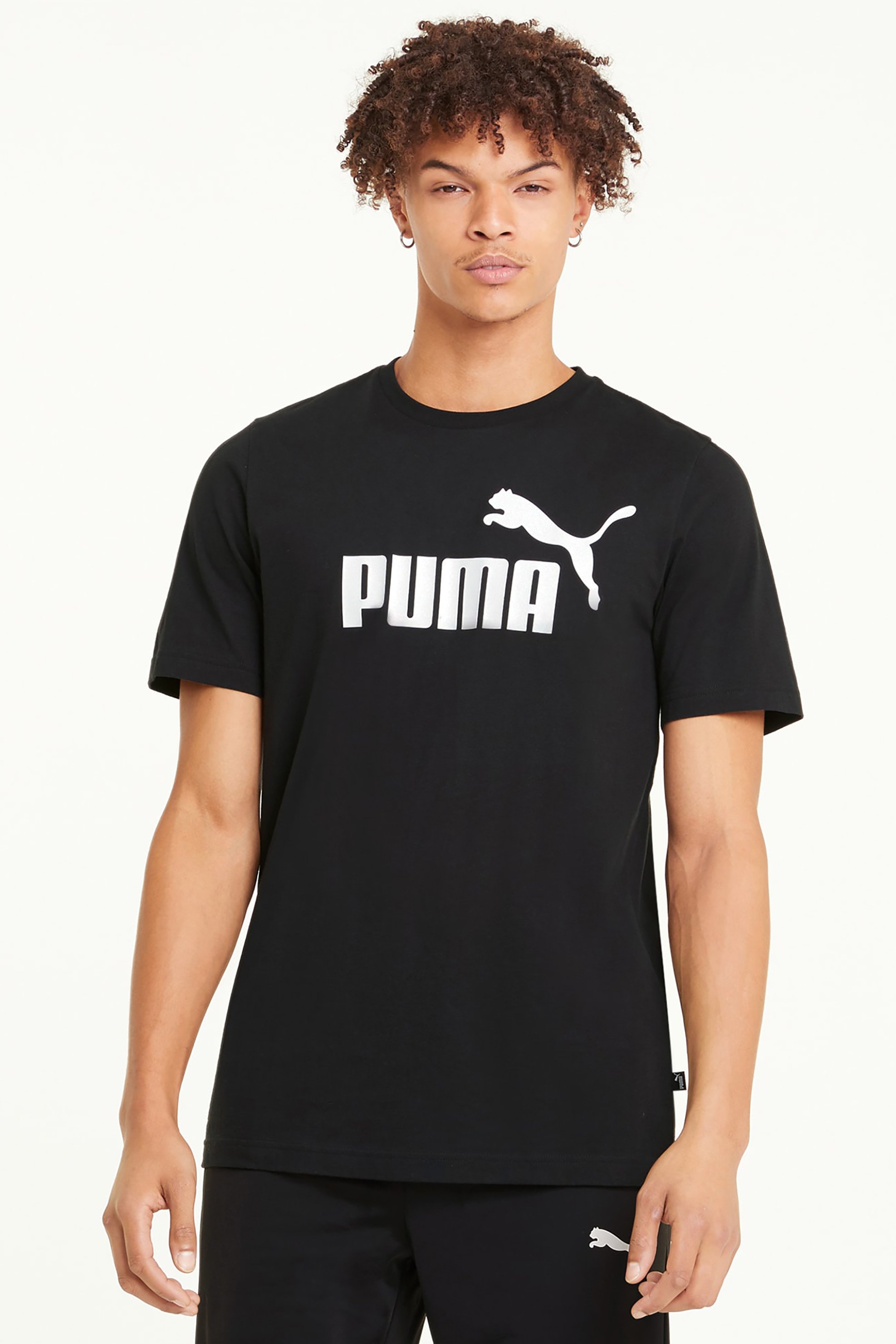 PUMA Puma ανδρικό T-shirt με logo print Regular Fit "Essentials Logo" - 586666 Μαύρο