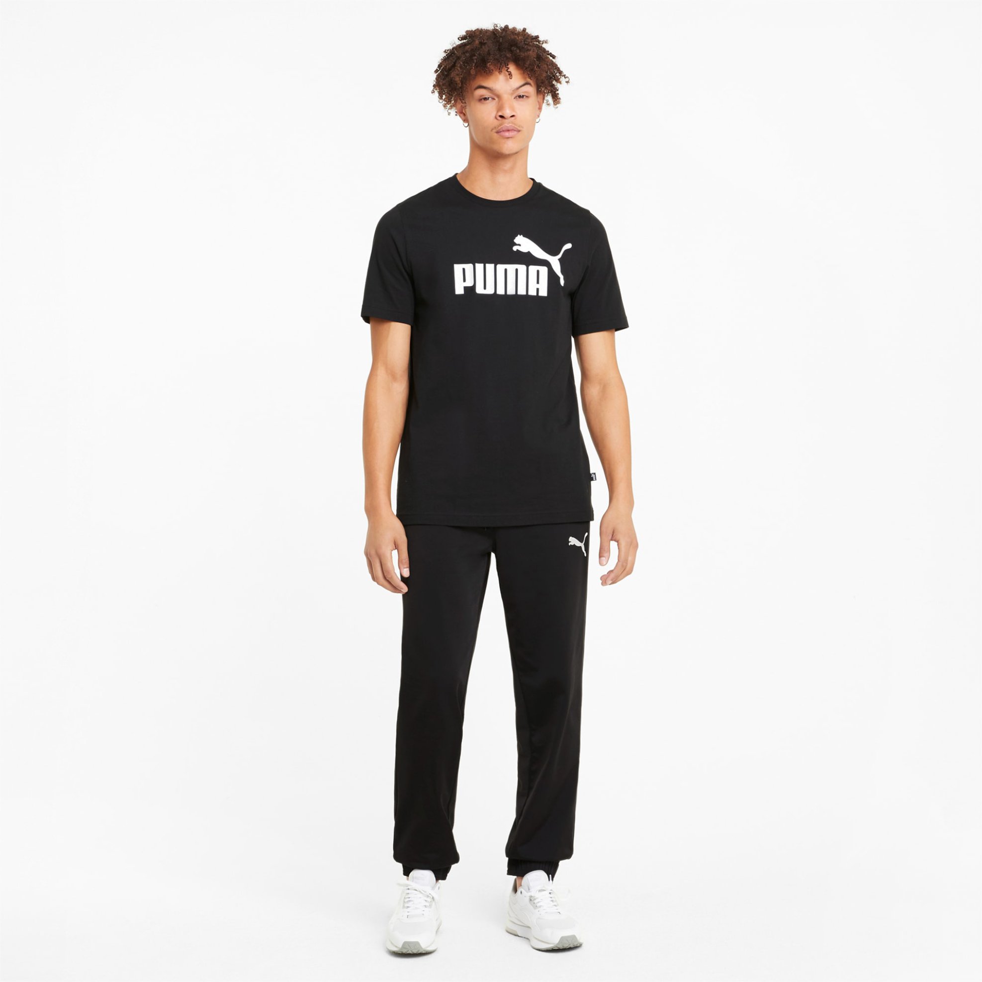 Puma ανδρικό T-shirt με logo print Regular Fit "Essentials Logo" - 586666 Μαύρο φωτογραφία