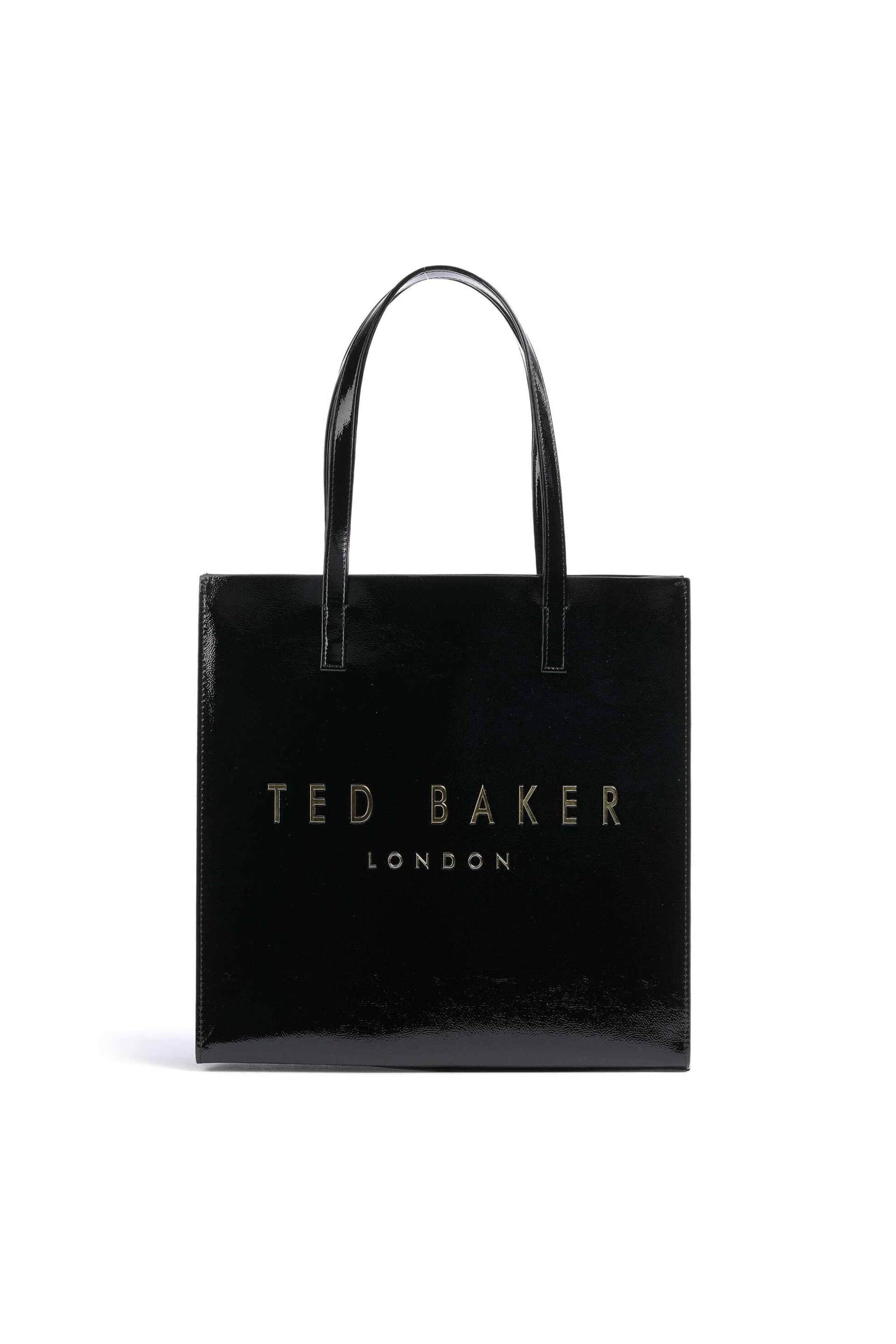  Ted Baker γυναικεία τσάντα tote μονόχρωμη με glossy φινίρισμα και ανάγλυφο λογότυπο 