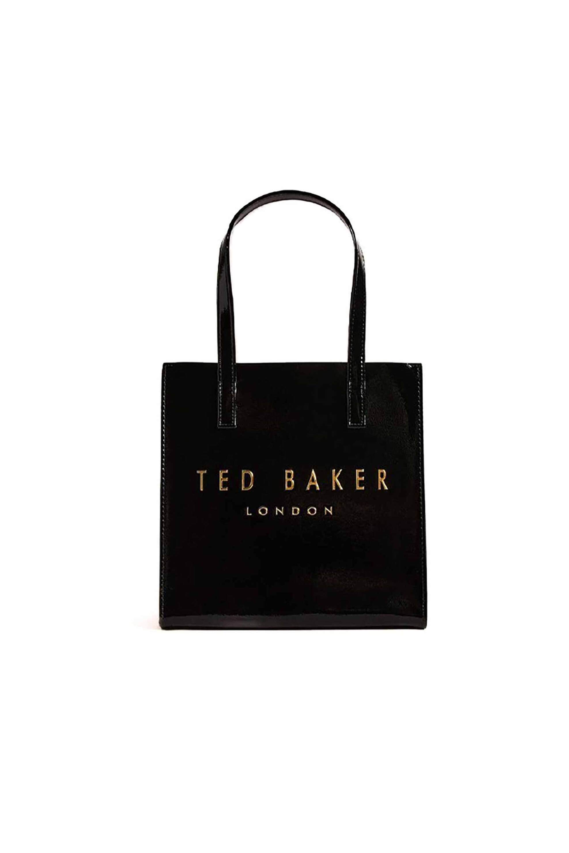  Ted Baker γυναικεία τσάντα tote μονόχρωμη με glossy φινίρισμα και ανάγλυφο λογότυπο 