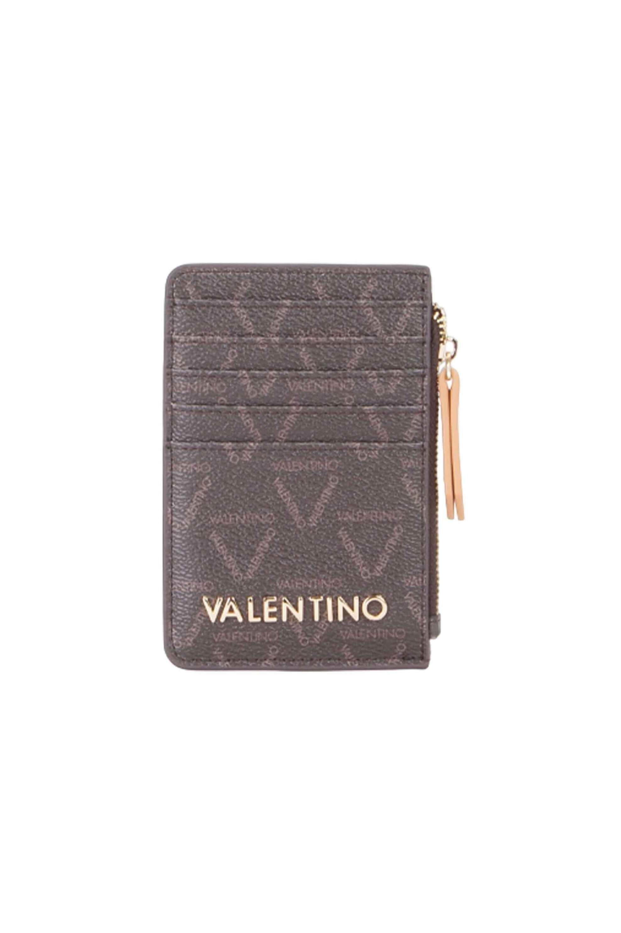  Valentino γυναικεία θήκη καρτών με all-over logo print και μεταλλικό λογότυπο 