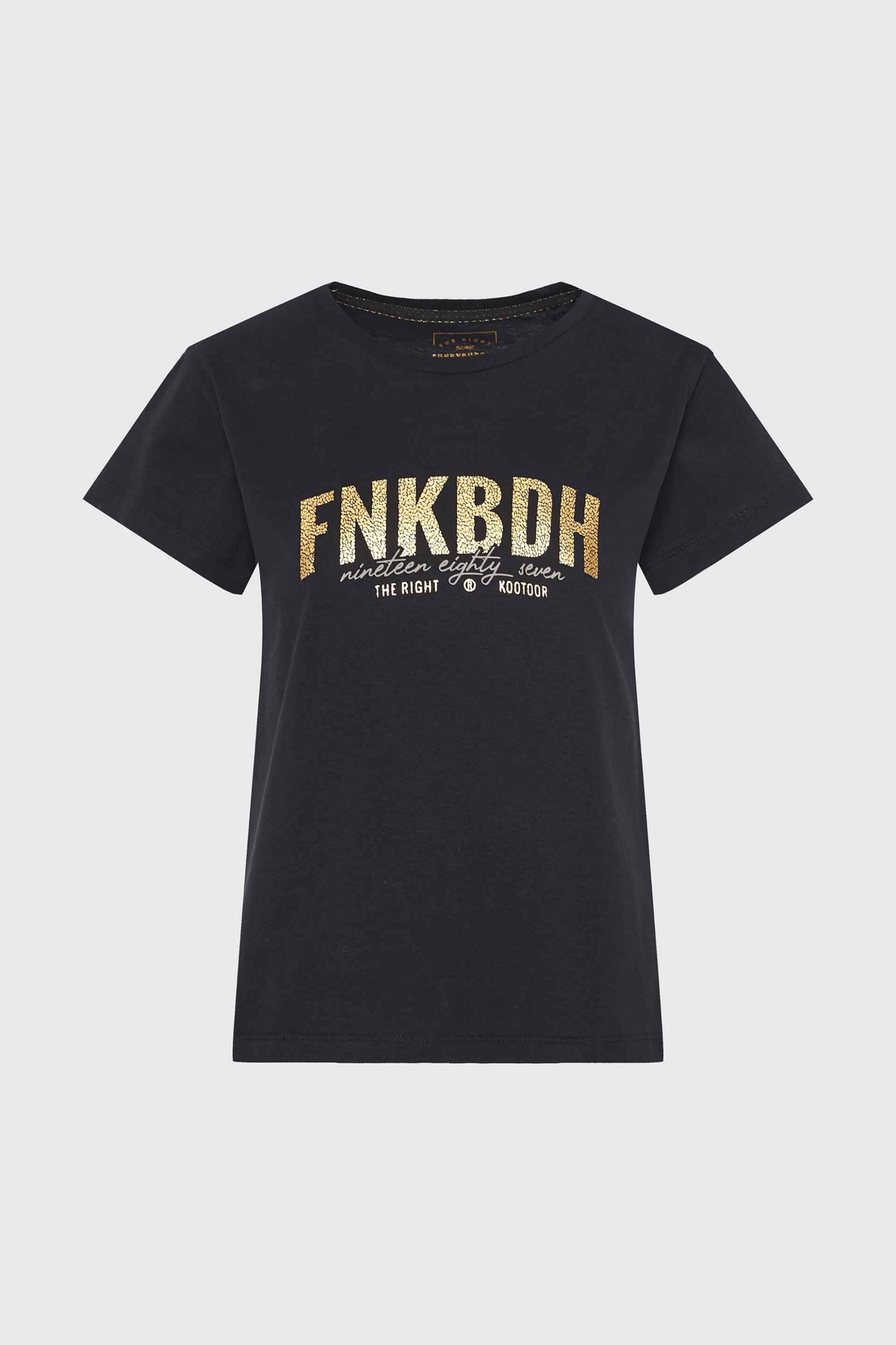  Funky Buddha γυναικείο T-shirt με logo print Regular Fit - FBL010-115-04 Μαύρο 2025