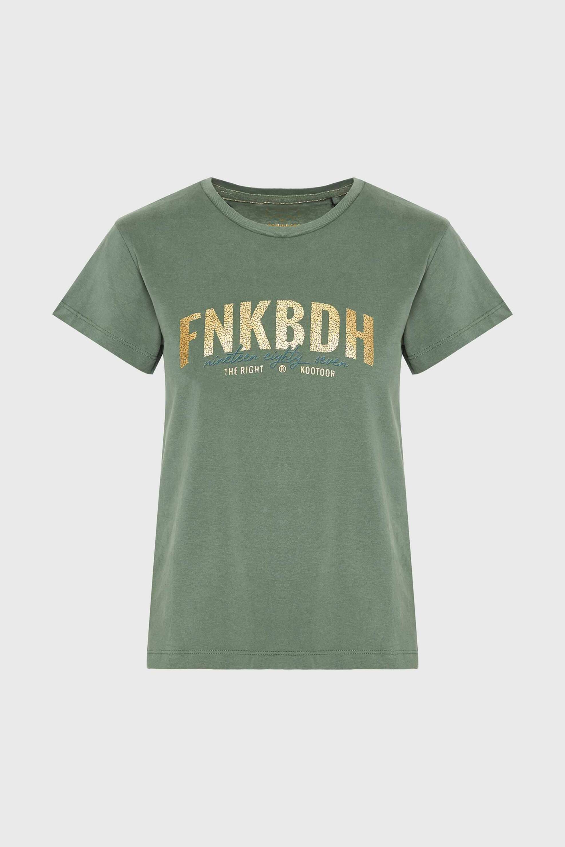  Funky Buddha γυναικείο T-shirt με logo print Regular Fit - FBL010-115-04 Πράσινο 2025