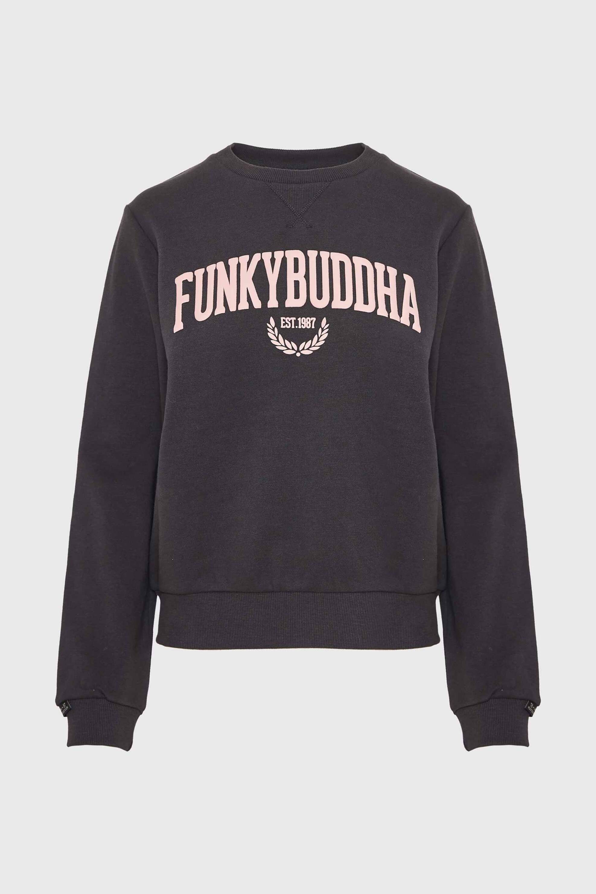  Funky Buddha γυναικεία μπλούζα φούτερ με λογότυπο Regular Fit - FBL010-115-06 Ανθρακί 2025