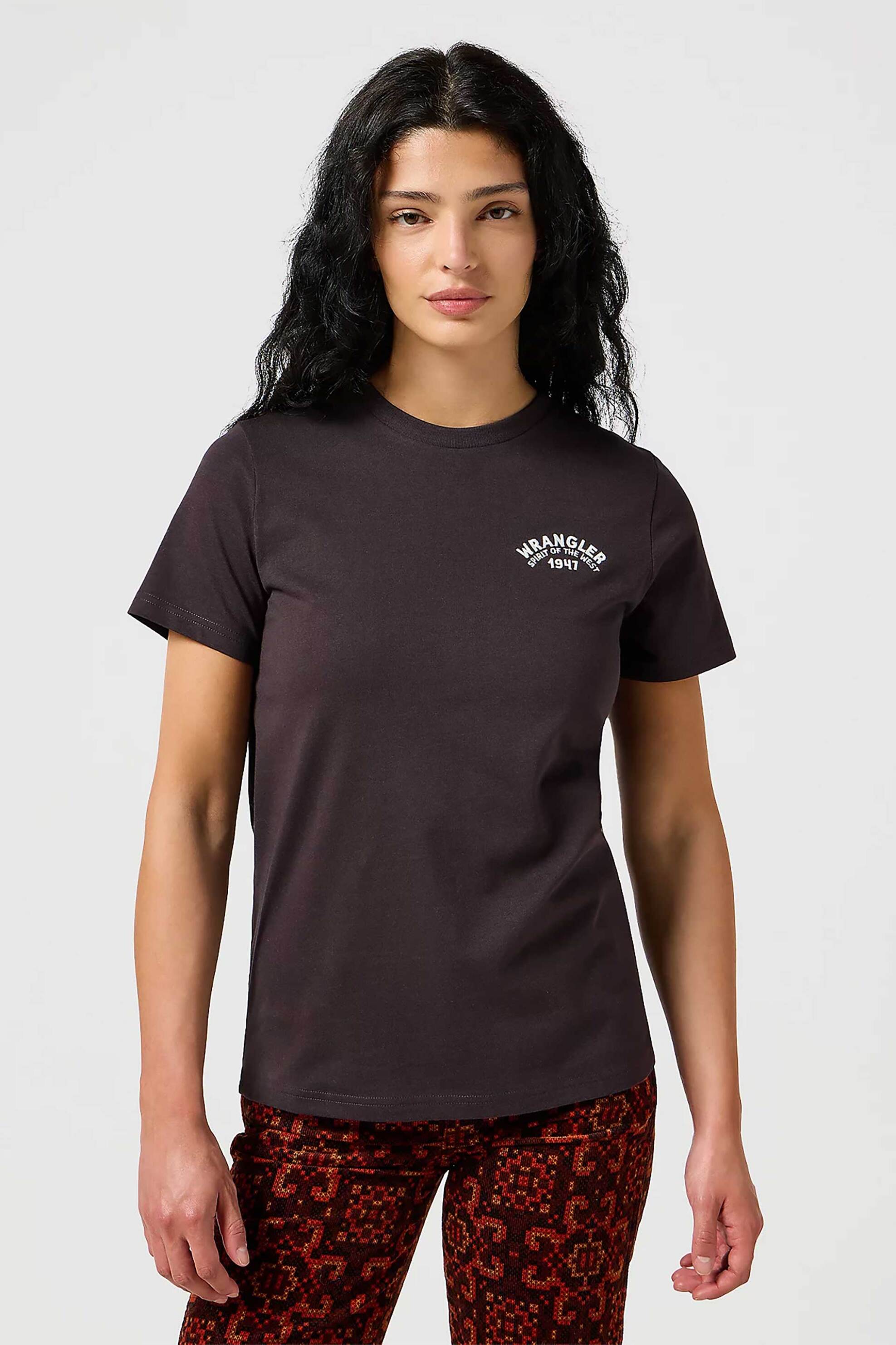 Wrangler Wrangler® γυναικείο T-shirt με κεντημένο logo lettering Regular Fit - 112356430 Καφέ 2025