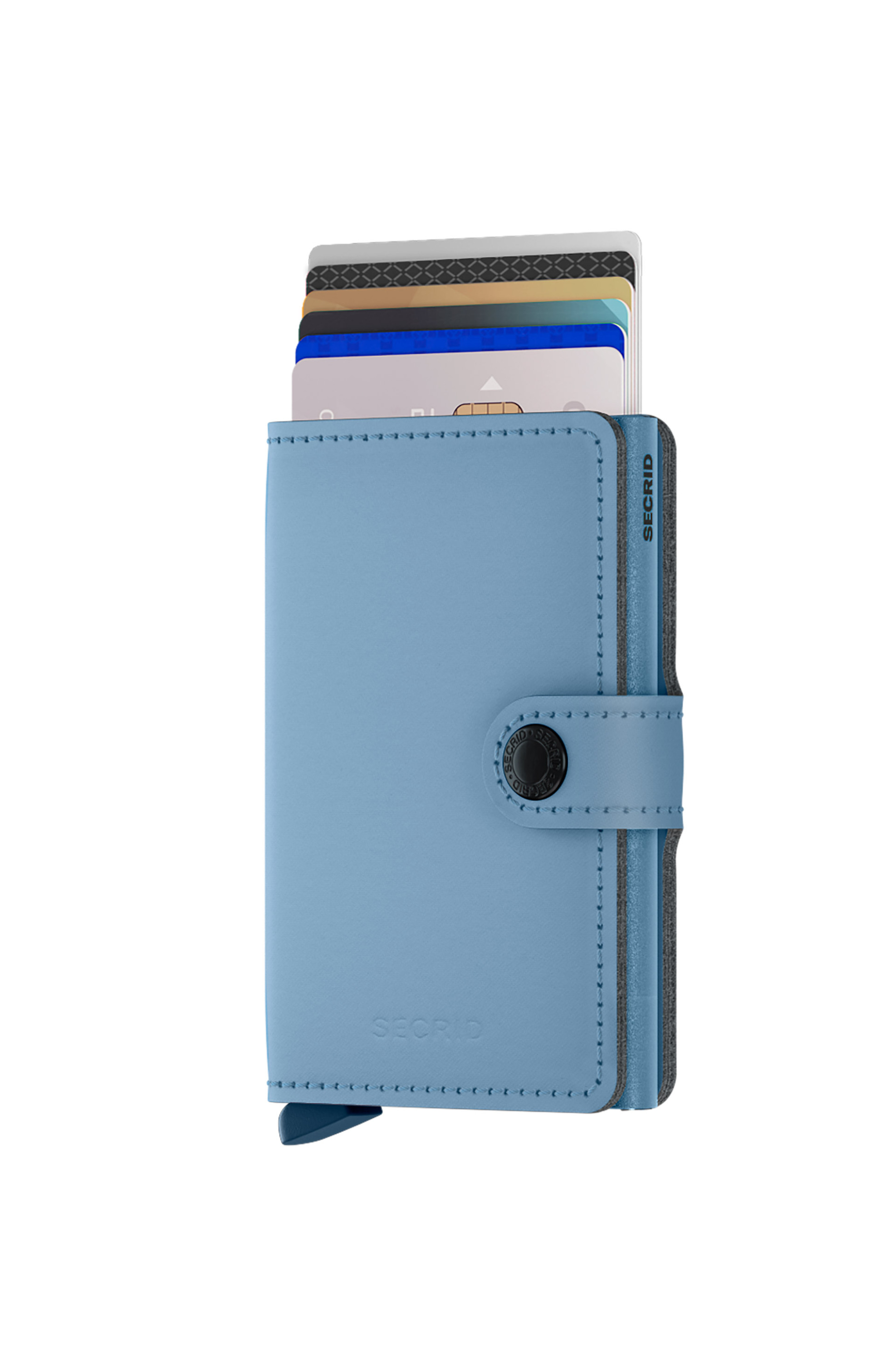 Secrid unisex πορτοφόλι μονόχρωμο με logo print στο πλάι "Miniwallet Yard Powder" - MYp-Sky Blue φωτογραφία