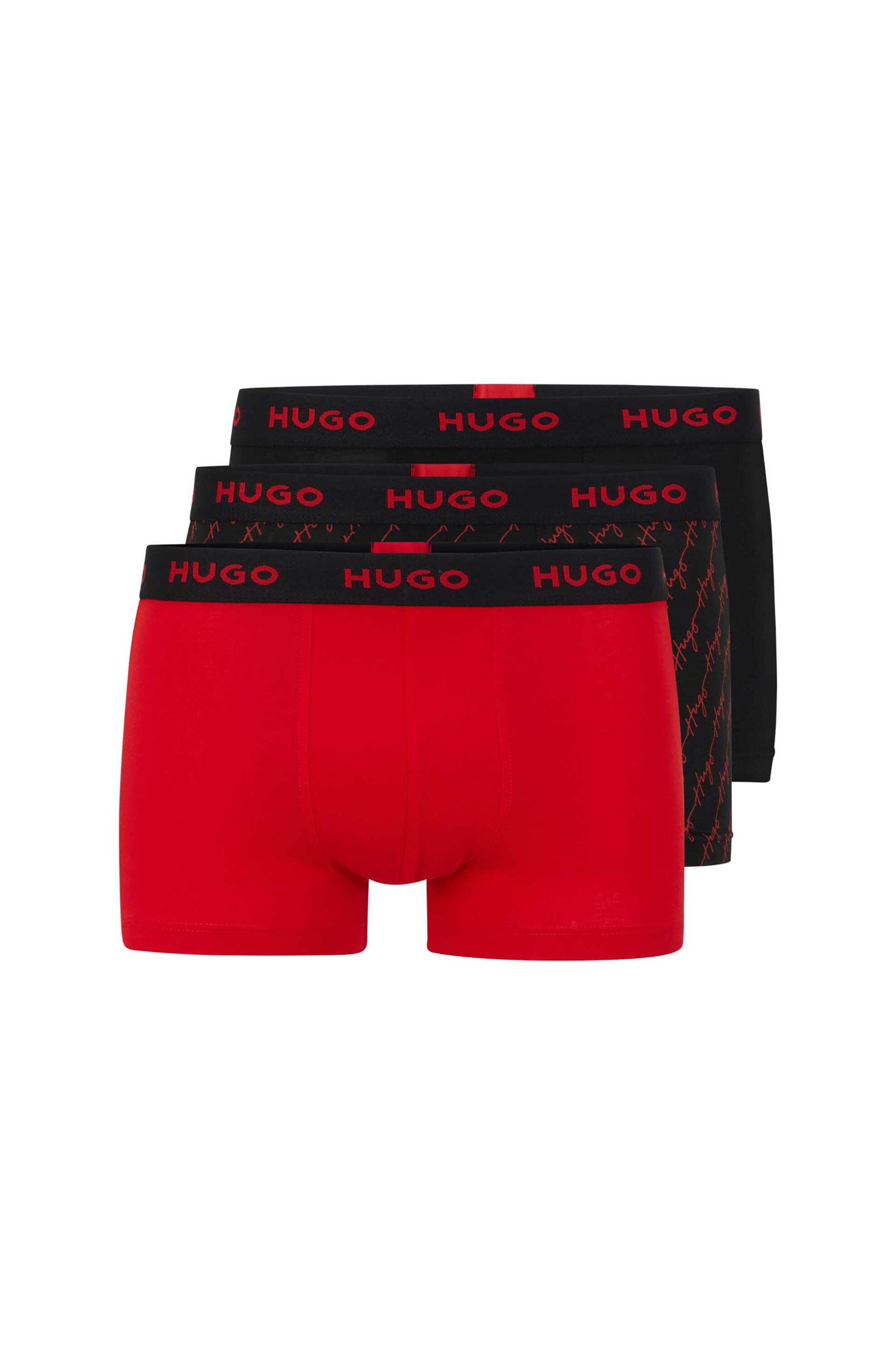 HUGO Hugo Boss ανδρικό σετ εσωρούχων trunk με logo print (3 τεμάχια) - 50480170 Κόκκινο