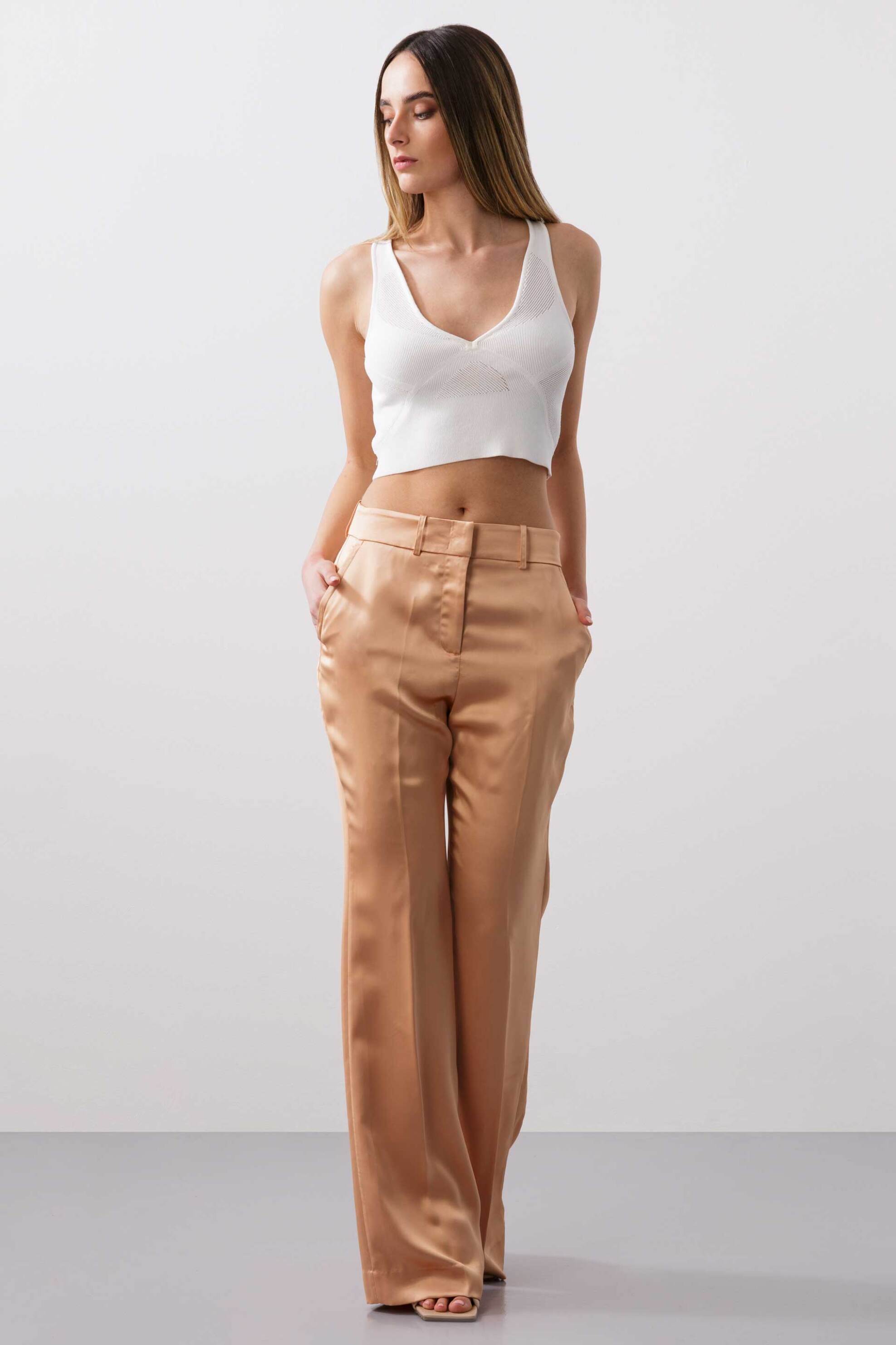  BCBGMAXAZRIA γυναικείο σατέν παντελόνι flare - 23SRP101VI06 Σομον 2025