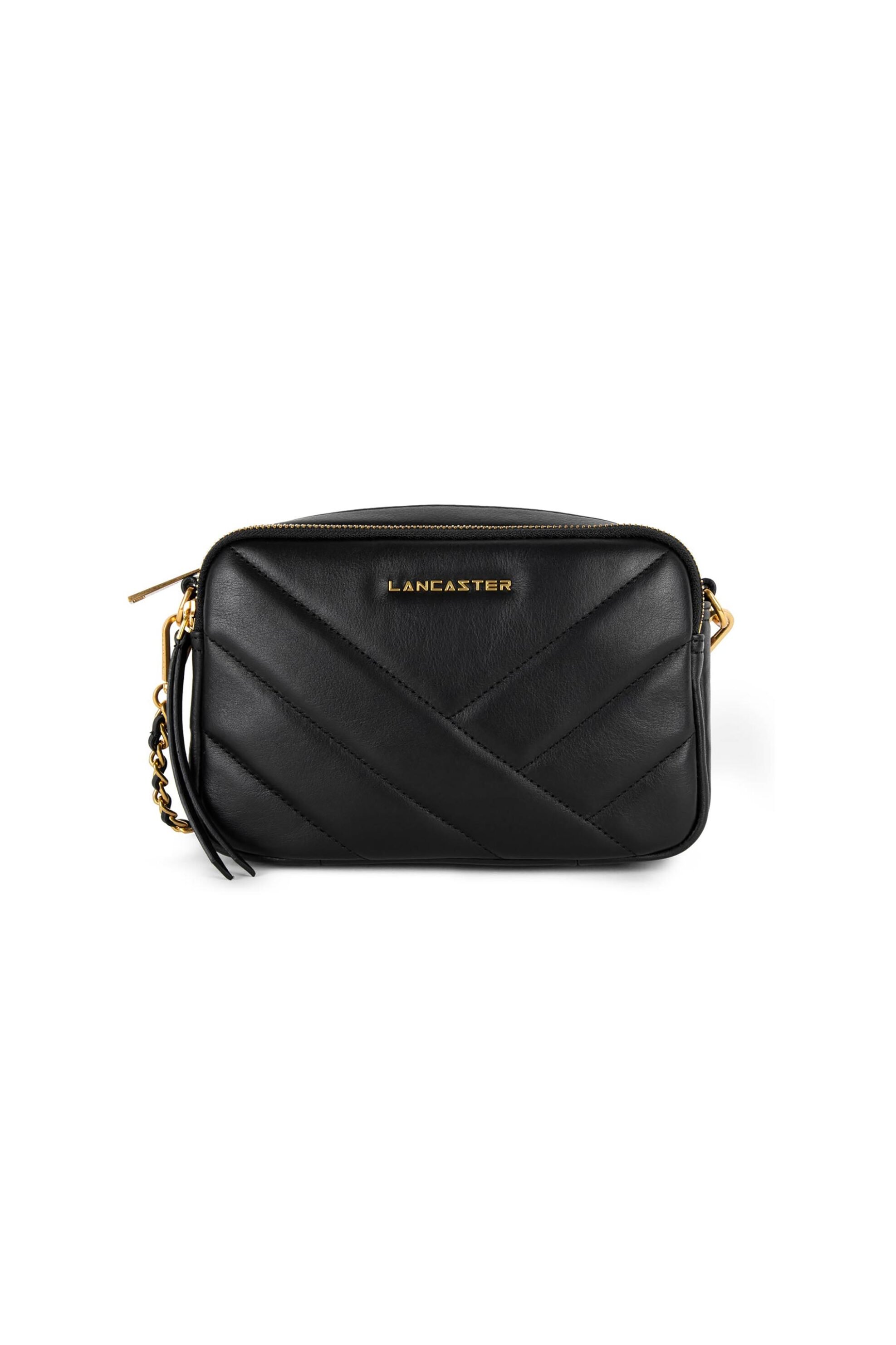  Lancaster γυναικεία δερμάτινη τσάντα crossbody μονόχρωμη με μεταλλικό λογότυπο 