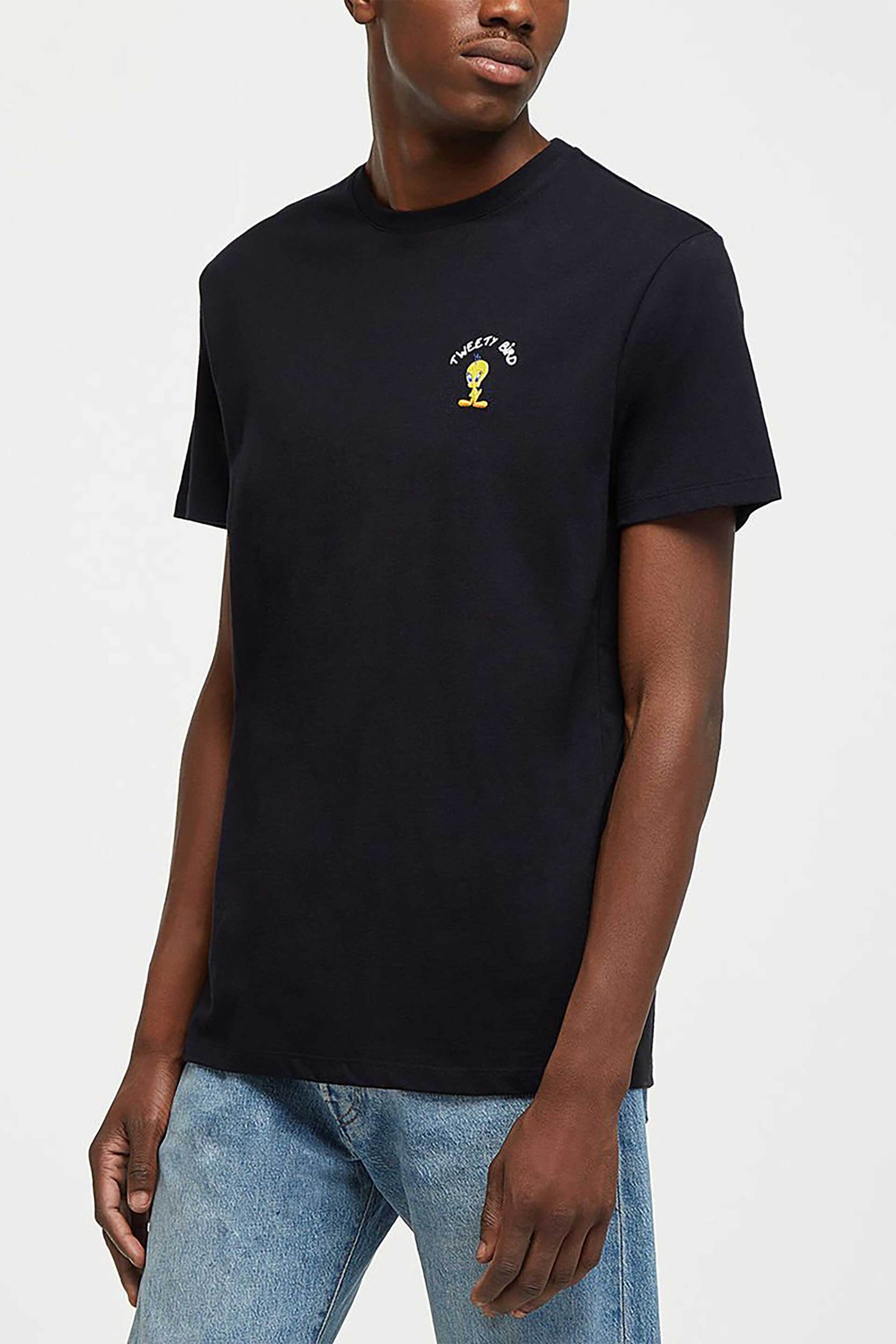 MAISON LABICHE Maison Labiche ανδρικό βαμβακερό T-shirt μονόχρωμο με Looney Tunes Tweety Bird σχέδιο "Tweety Bird Popincourt" - RMPOPINTWEETY Μαύρο