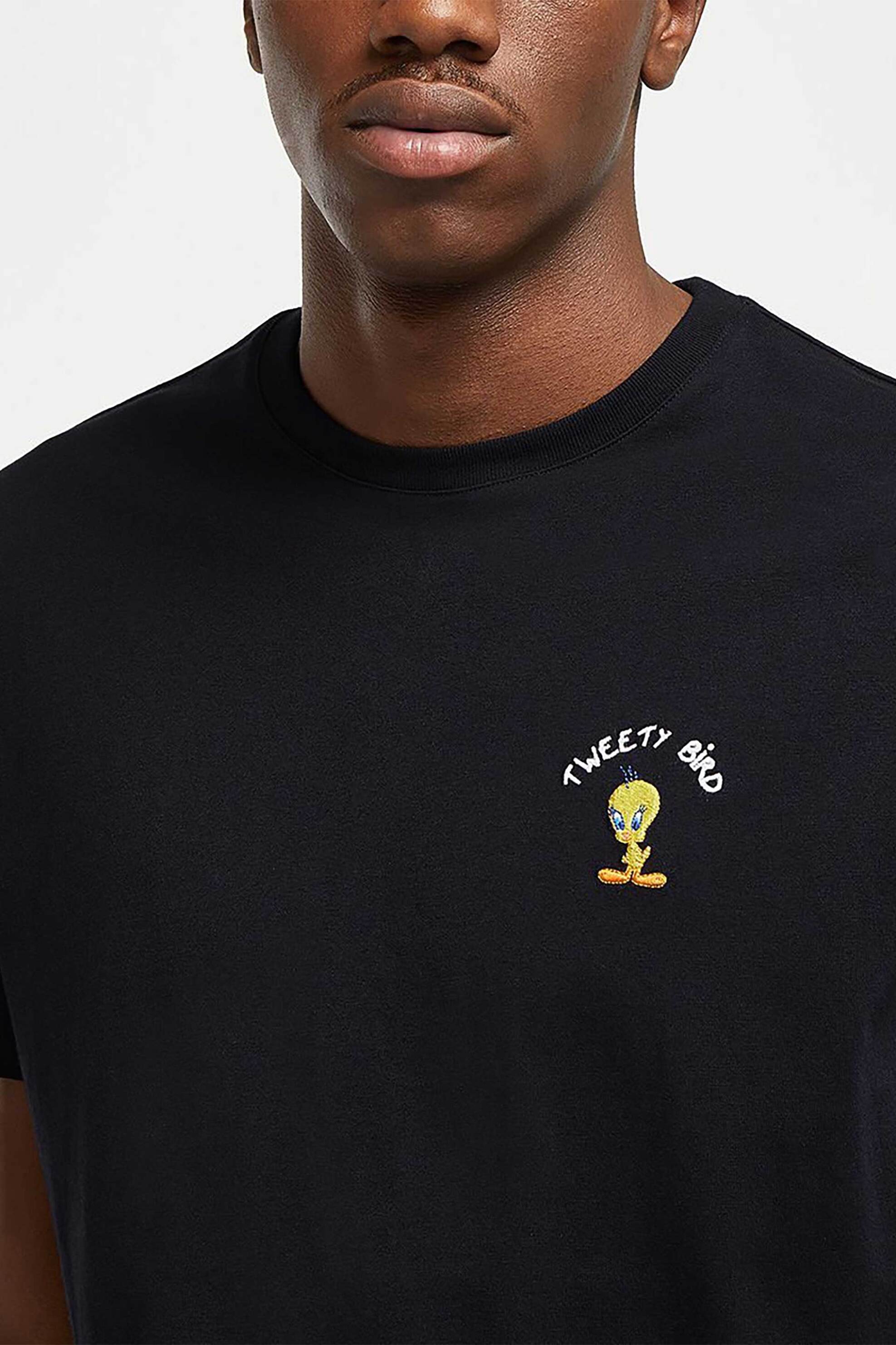 Maison Labiche ανδρικό βαμβακερό T-shirt μονόχρωμο με Looney Tunes Tweety Bird σχέδιο "Tweety Bird Popincourt" - RMPOPINTWEETY Μαύρο φωτογραφία