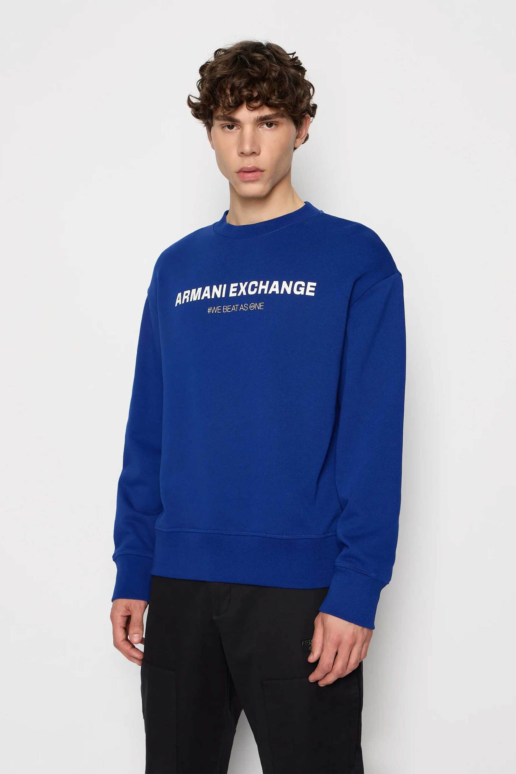 ARMANI EXCHANGE Armani Exchange ανδρική μπλούζα φούτερ με λογότυπο - 6RZMHGZJDGZ Μπλε