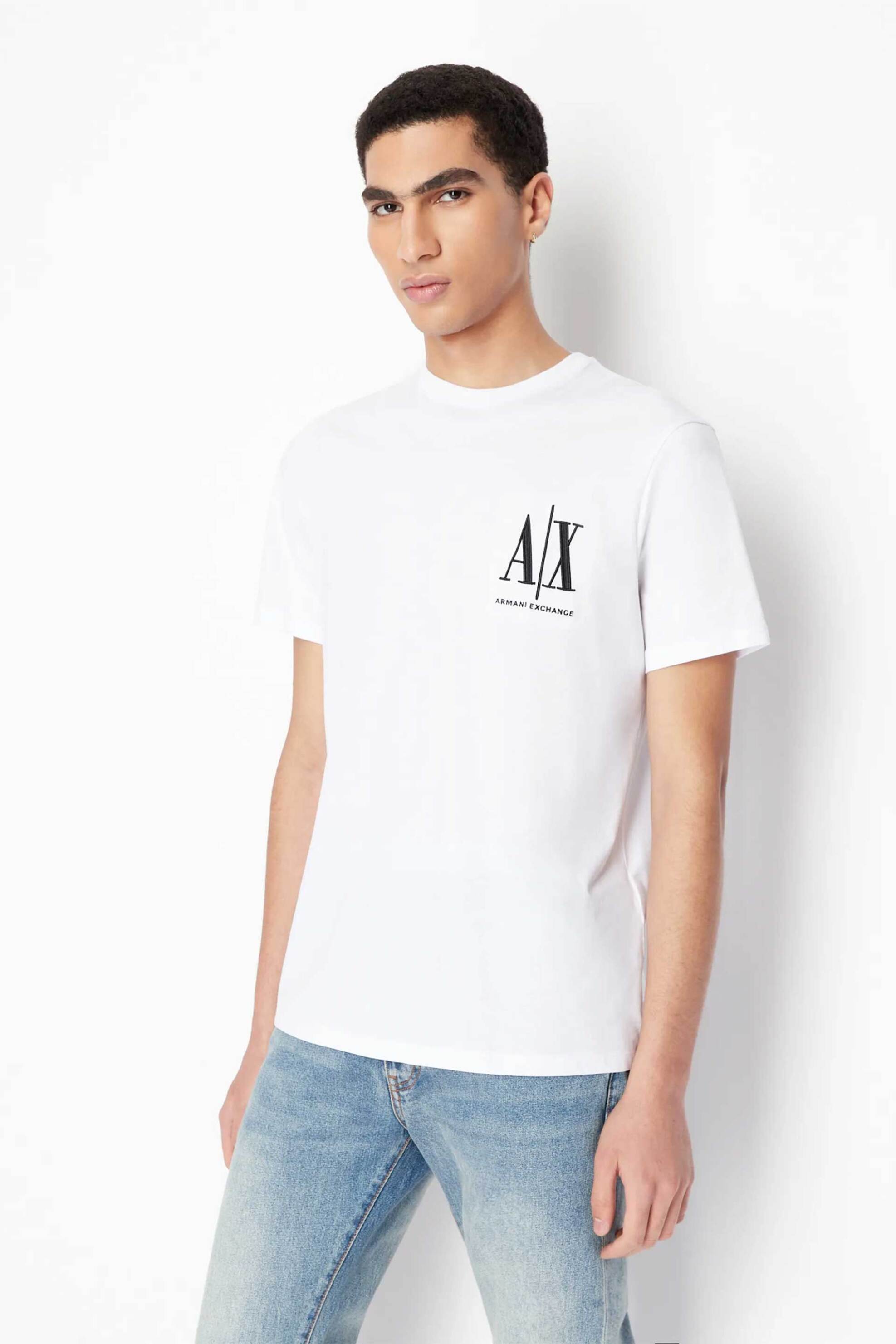 ARMANI EXCHANGE Armani Exchange ανδρικό T-shirt με logo print Regular Fit - 8NZTPHZJH4Z Λευκό