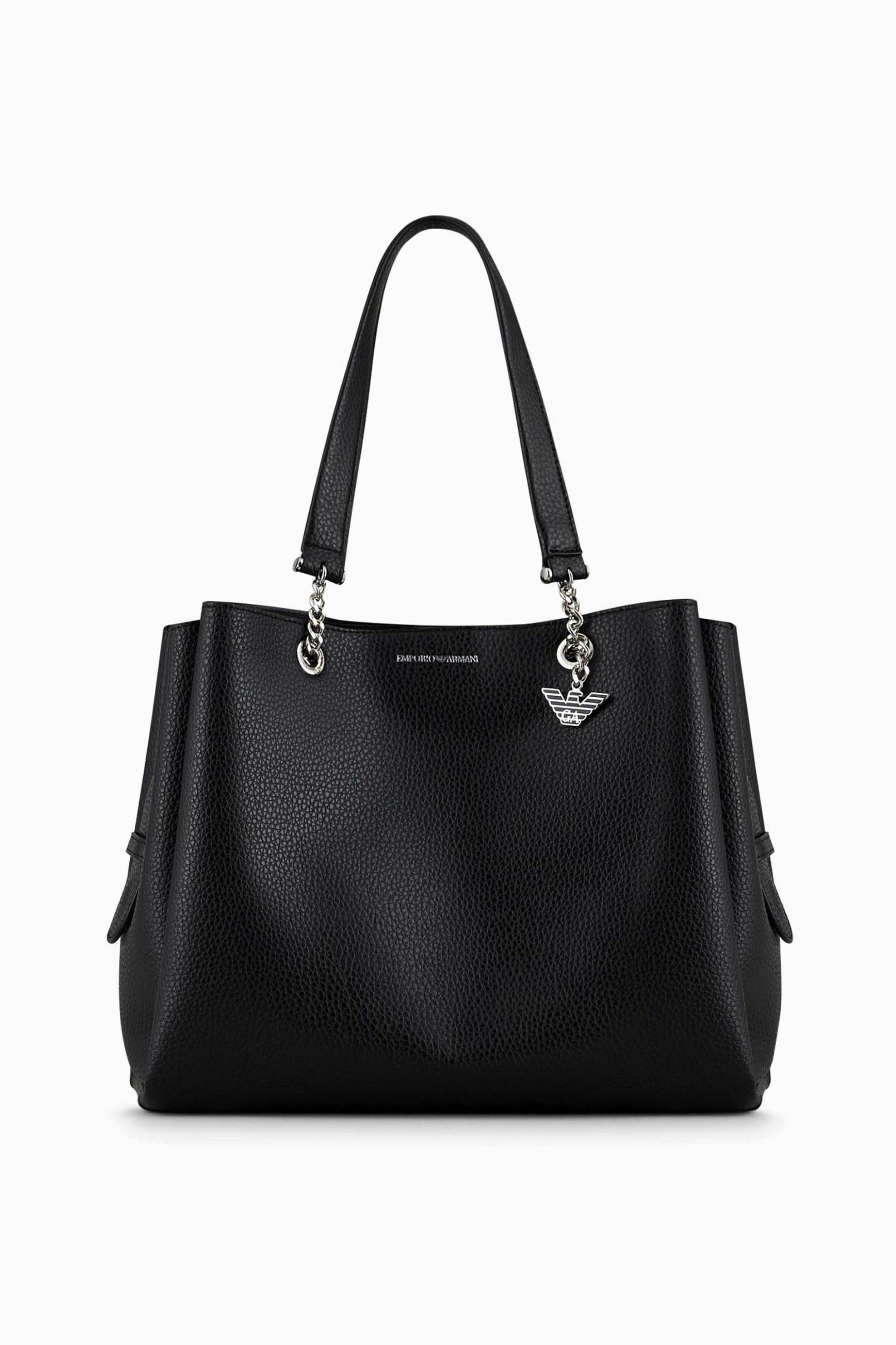  Emporio Armani γυναικεία τσάντα shopper μονόχρωμη με contrast σταμπωτό λογότυπο και αποσπώμενο mini bag - Y3D158YFN6E Μαύρο 2025