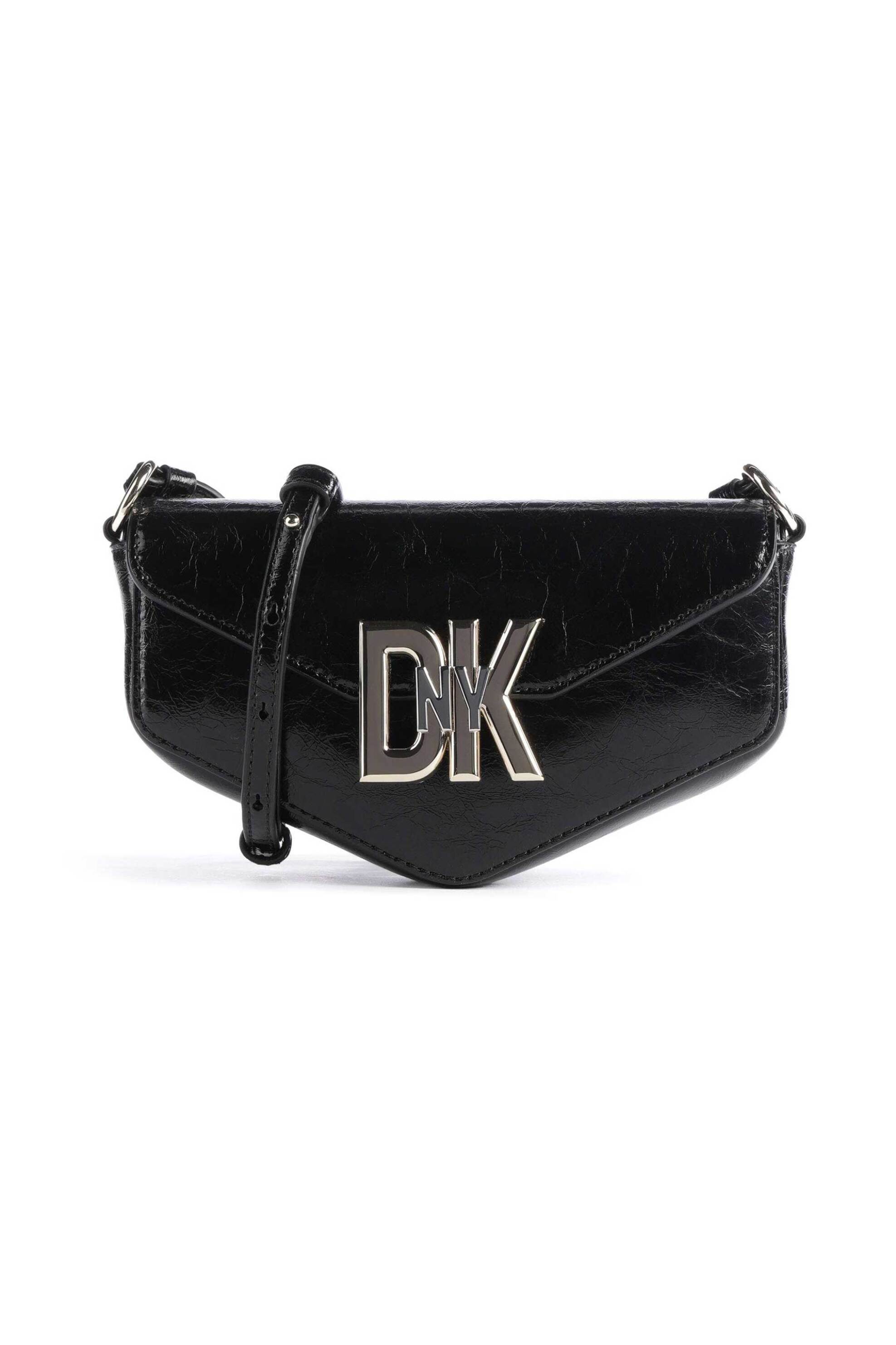  DKNY γυναικεία δερμάτινη τσάντα crossbody μονόχρωμη με μεταλλικό logo και πολλαπλές θήκες 