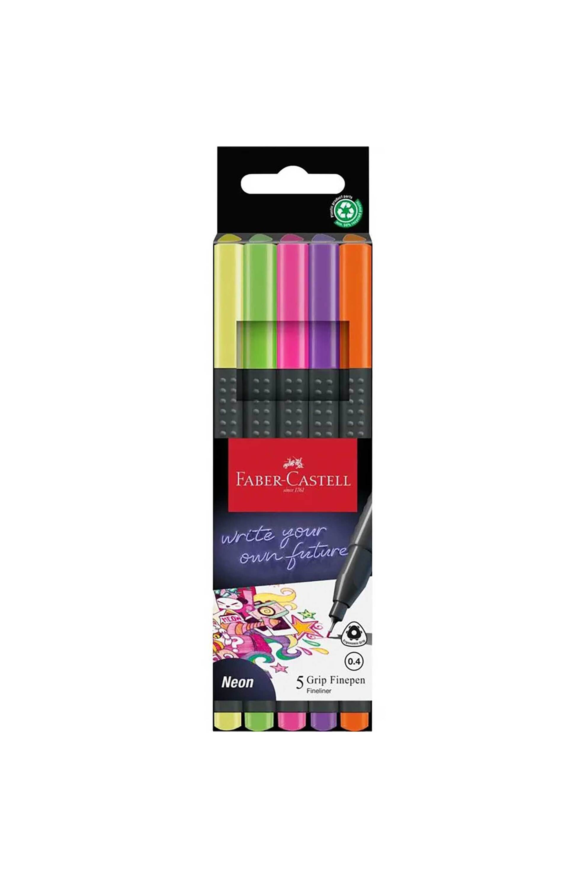 FABER-CASTELL Faber-Castell σετ στυλό με λεπτή μύτη "Grip Finepen neon 0.4 mm" - 077151603