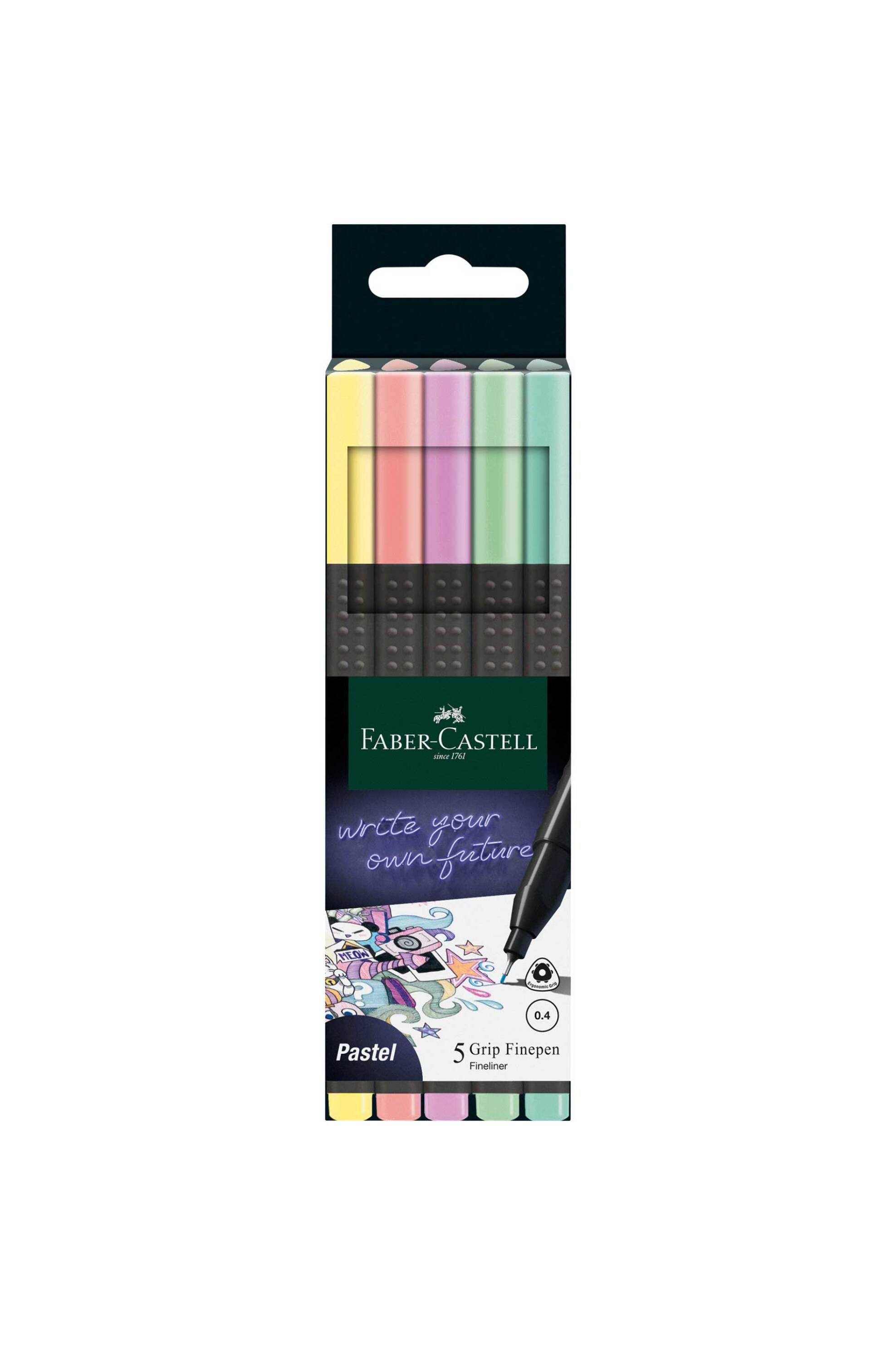 FABER-CASTELL Faber-Castell σετ στυλό με λεπτή μύτη "Grip Finepen Pastel 0.4 mm" - 077151602