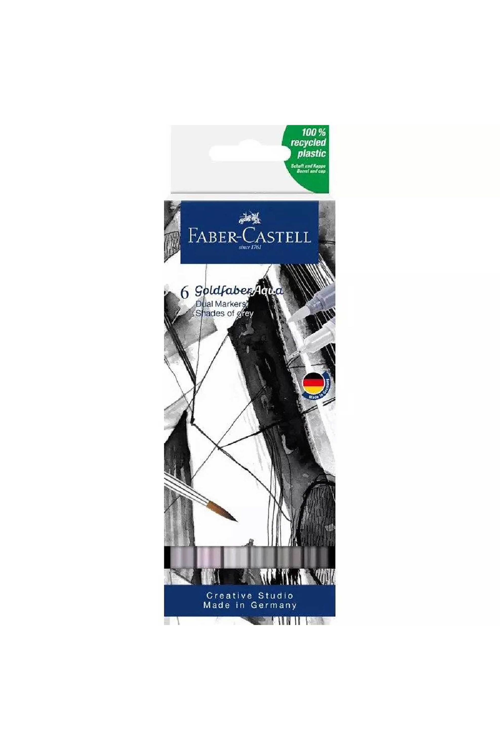 FABER-CASTELL Faber-Castell μαρκαδόροι ακουαρέλας με διπλή μύτη basic brush + fine "Goldfaber Aqua" 6 τεμ - 077164522