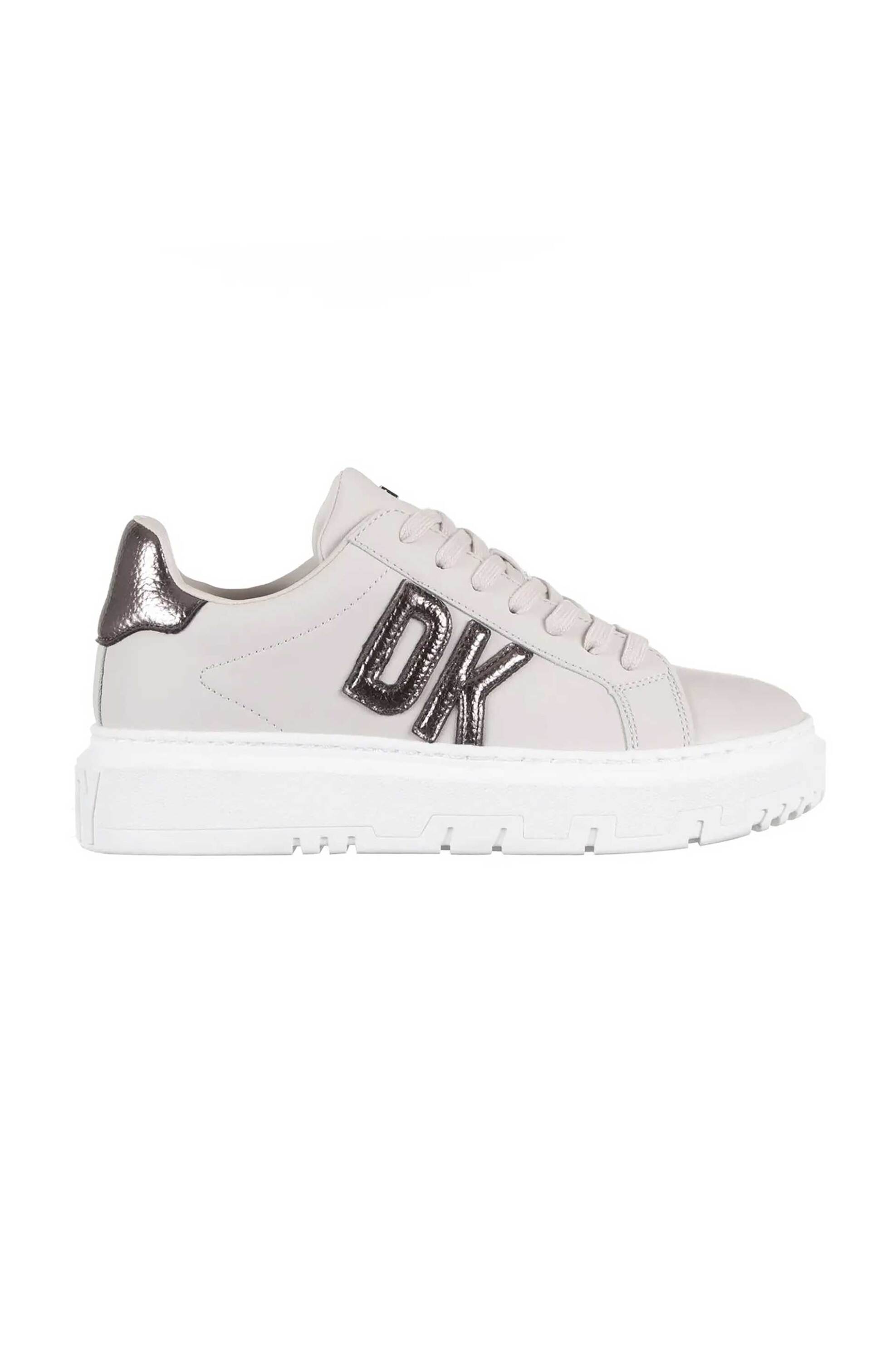  DKNY γυναικεία δερμάτινα sneakers μονόχρωμα με κεντημένο λογότυπο 