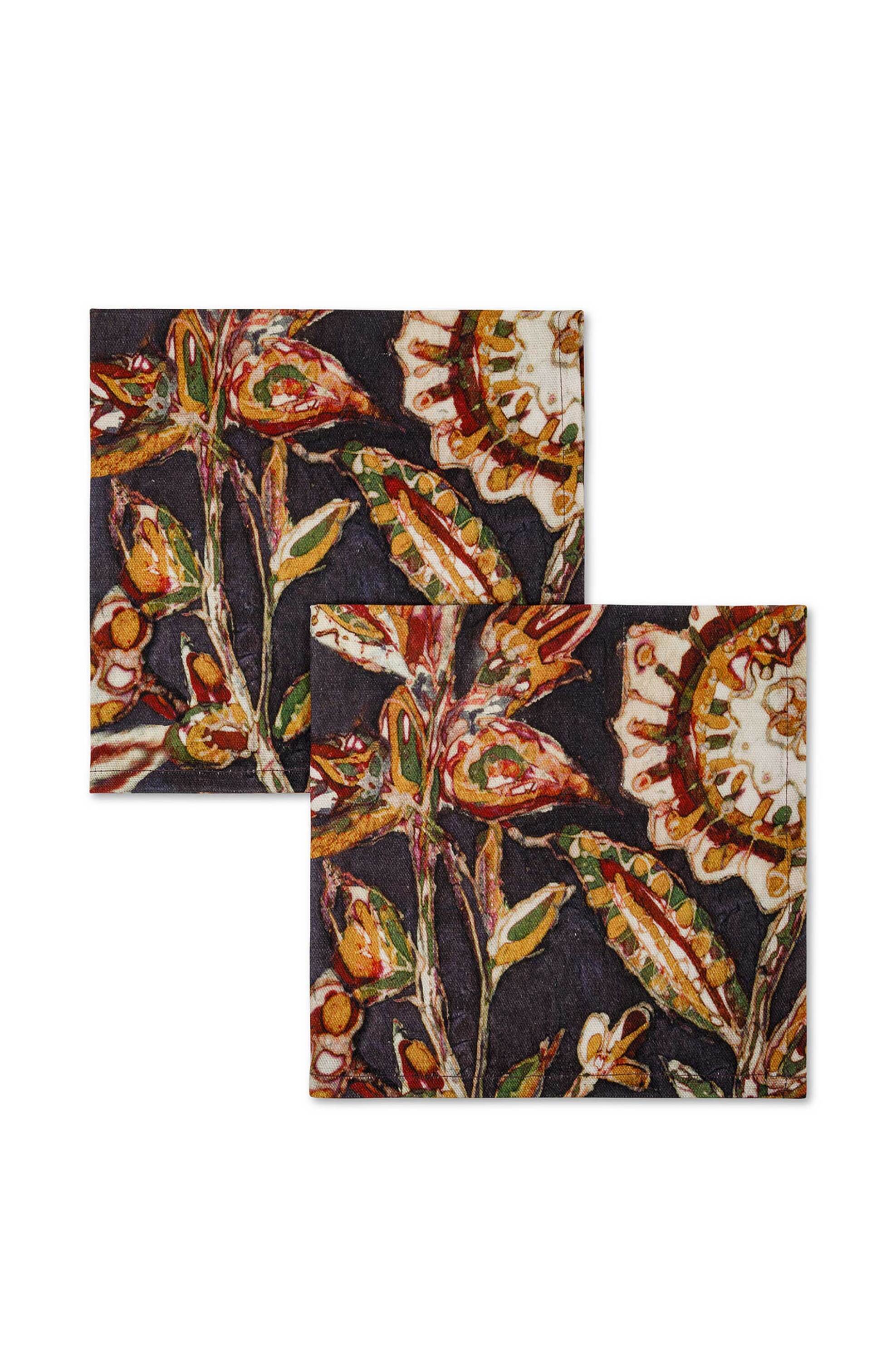 COINCASA Coincasa σετ βαμβακερές πετσέτες φαγητού με floral print 42 x 42 cm (2 τεμάχια) - 007372846 Μπλε Σκούρο