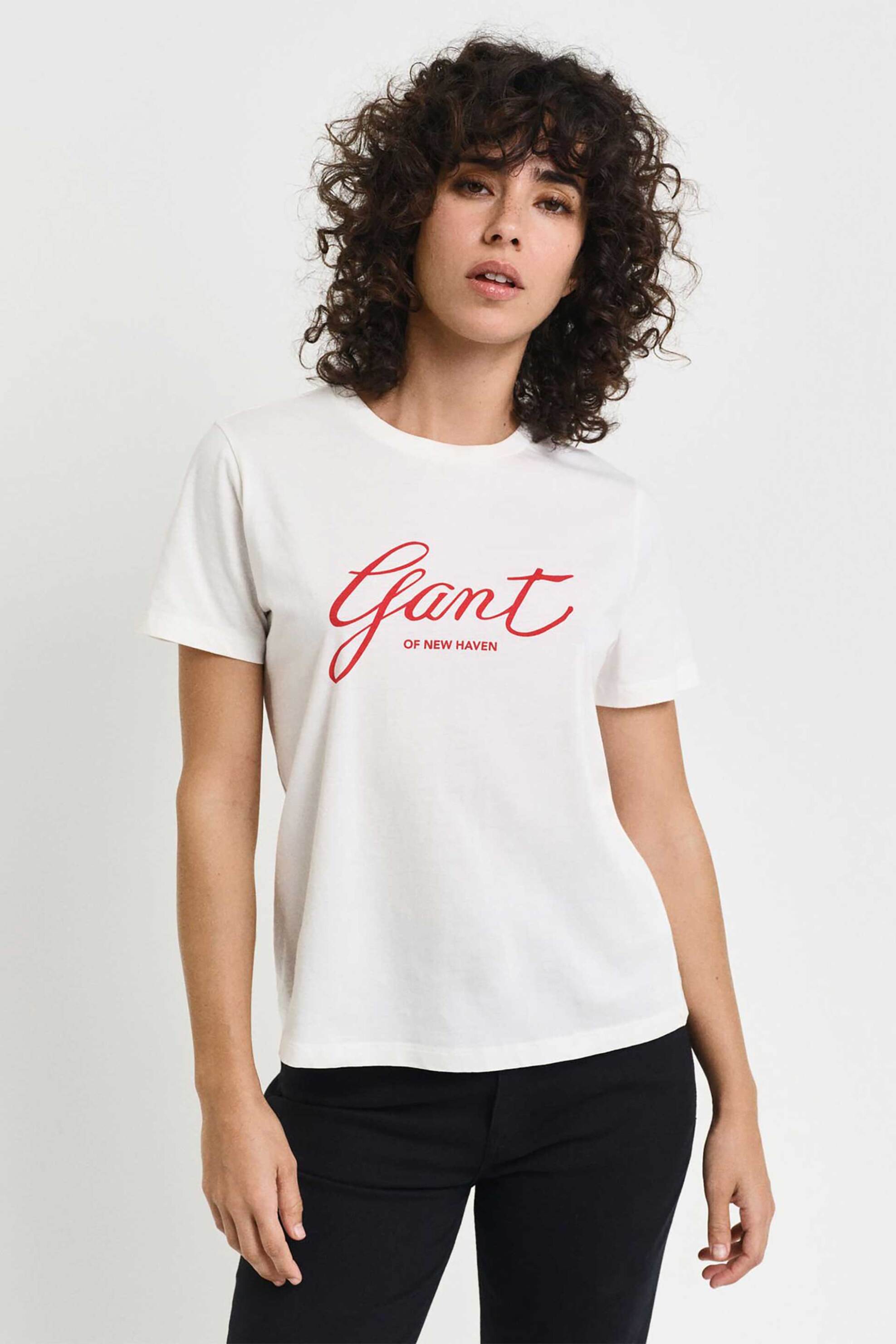 GANT Gant γυναικείο T-shirt με graphic logo print Regular Fit - 4201251 Λευκό 2025