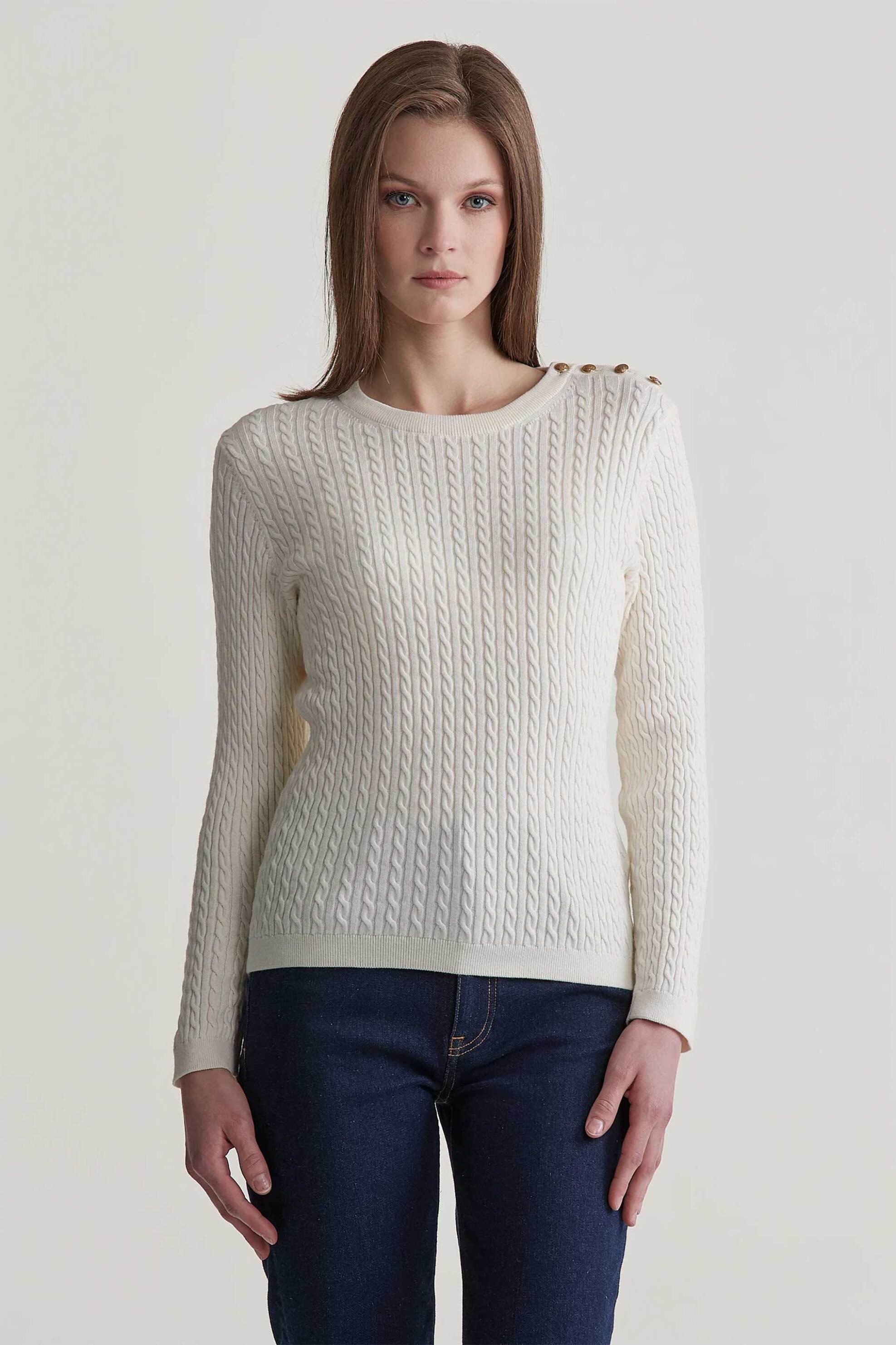 GANT Gant γυναικείο πουλόβερ με cable knit pattern Regular Fit - 4805270 Κρέμ 2025