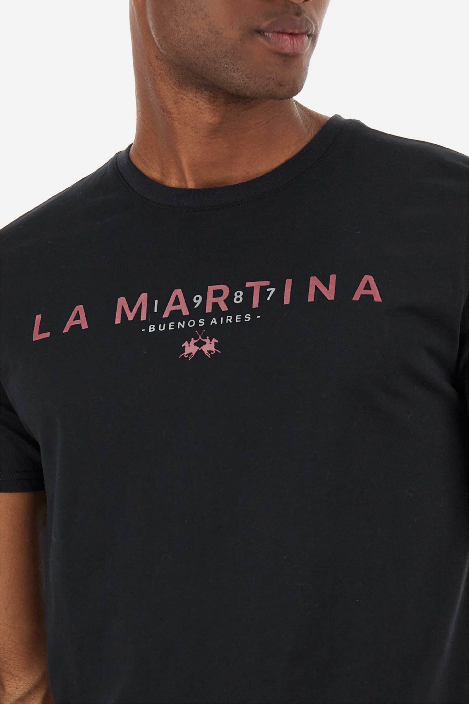 La Martina ανδρικό T-shirt με logo print - ZMR007-JS206 Μαύρο φωτογραφία