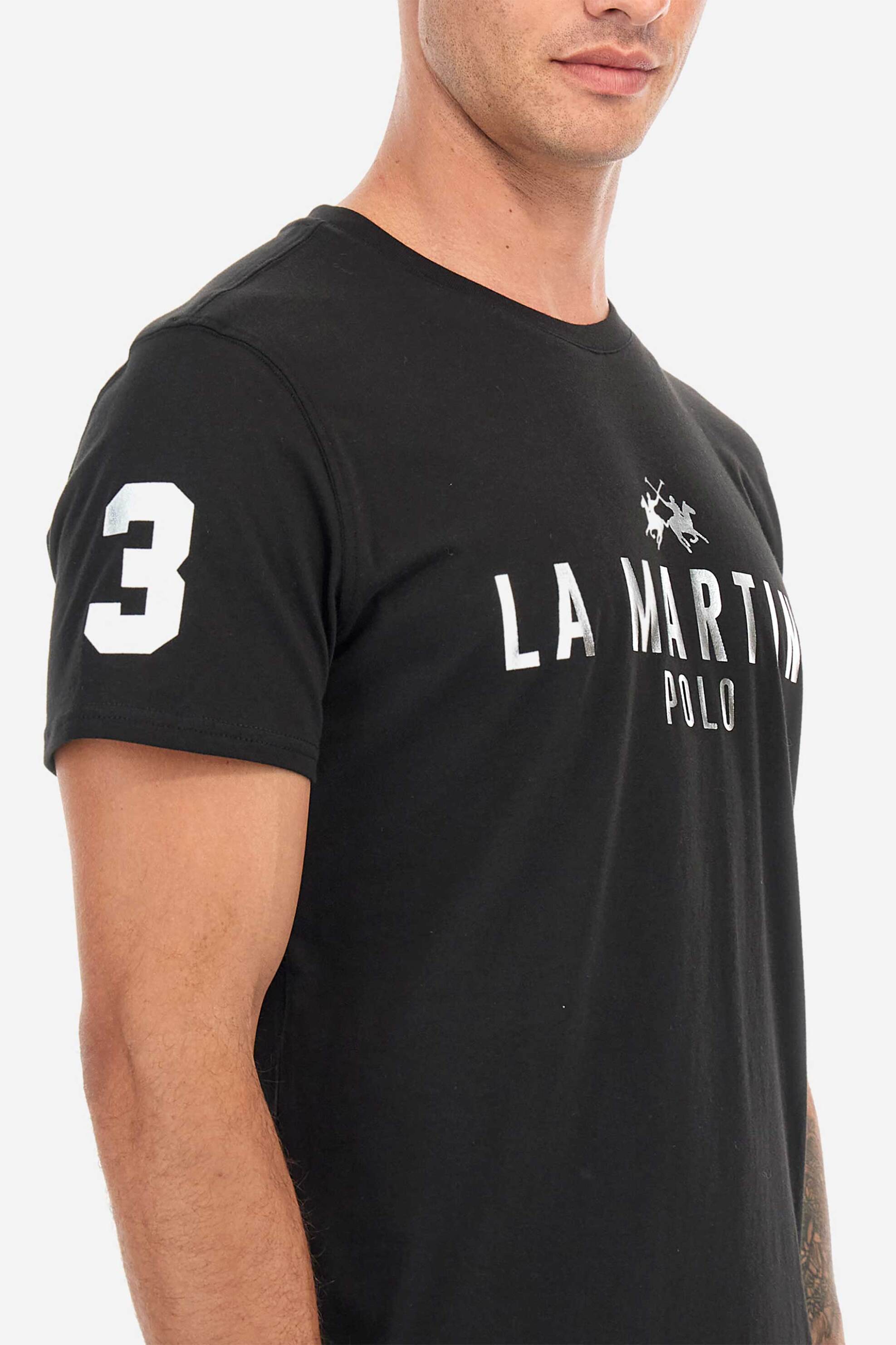 La Martina ανδρικό T-shirt με logo print - ZMR322-JS206 Μαύρο φωτογραφία