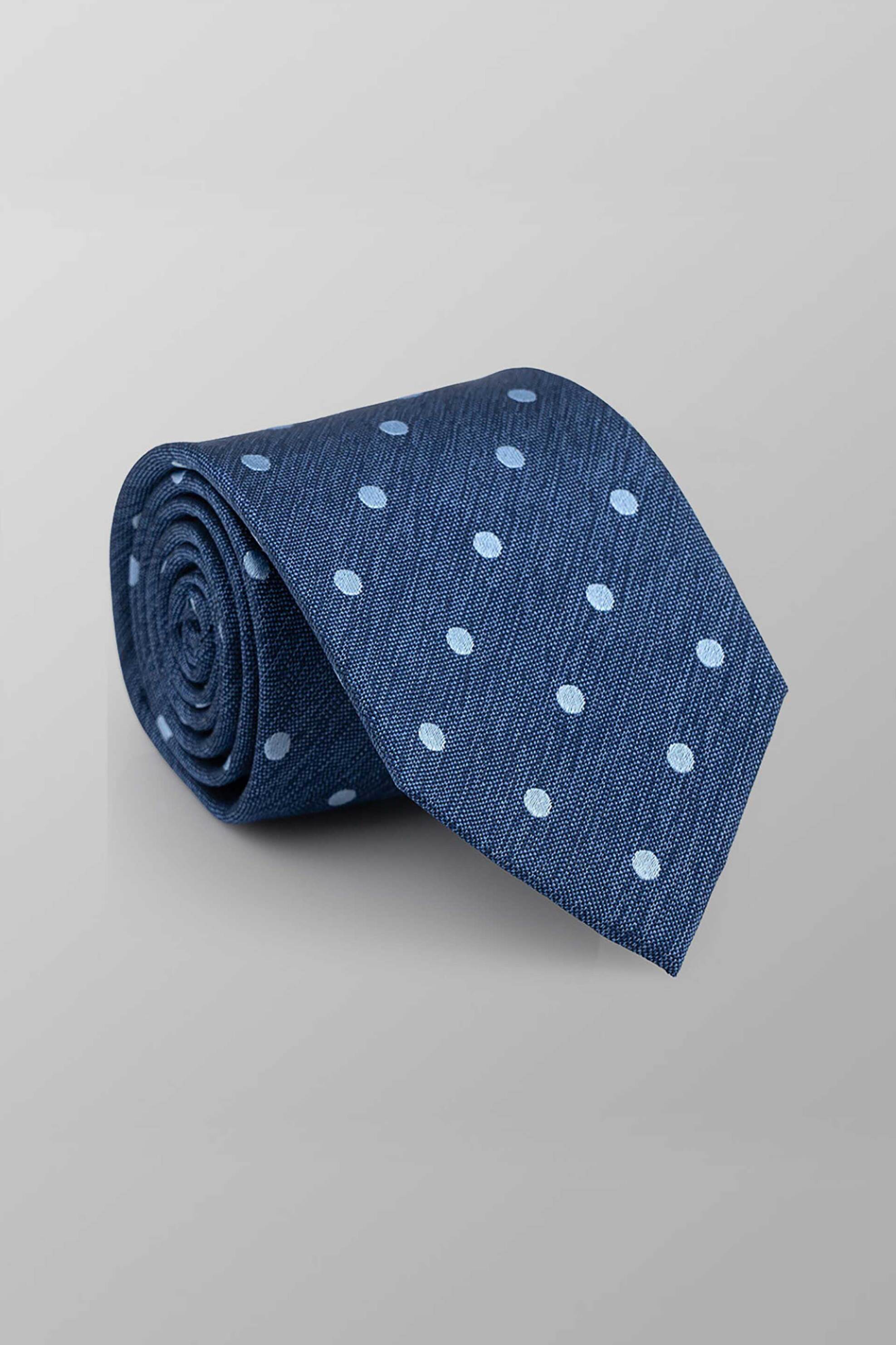 OXFORD COMPANY Oxford Company ανδρική μεταξωτή γραβάτα με πουά σχέδιο - TIE60-402.02 Μπλε