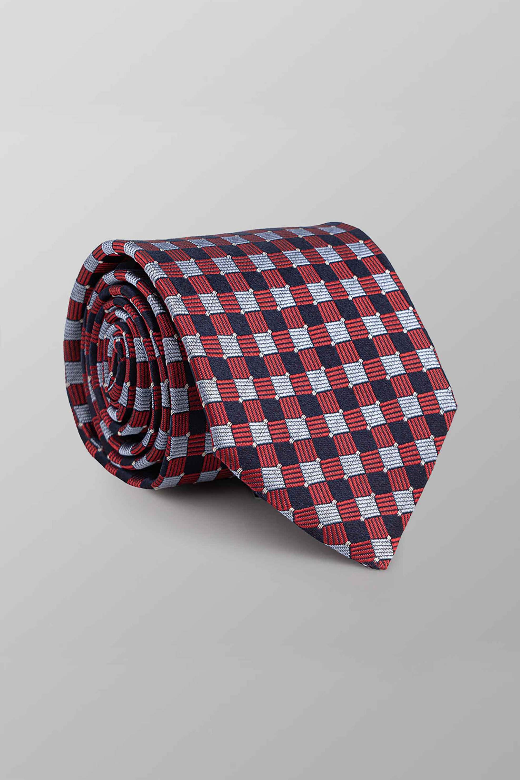 OXFORD COMPANY Oxford Company ανδρική μεταξωτή γραβάτα με καρό σχέδιο - TIE60-417.02 Μπορντό