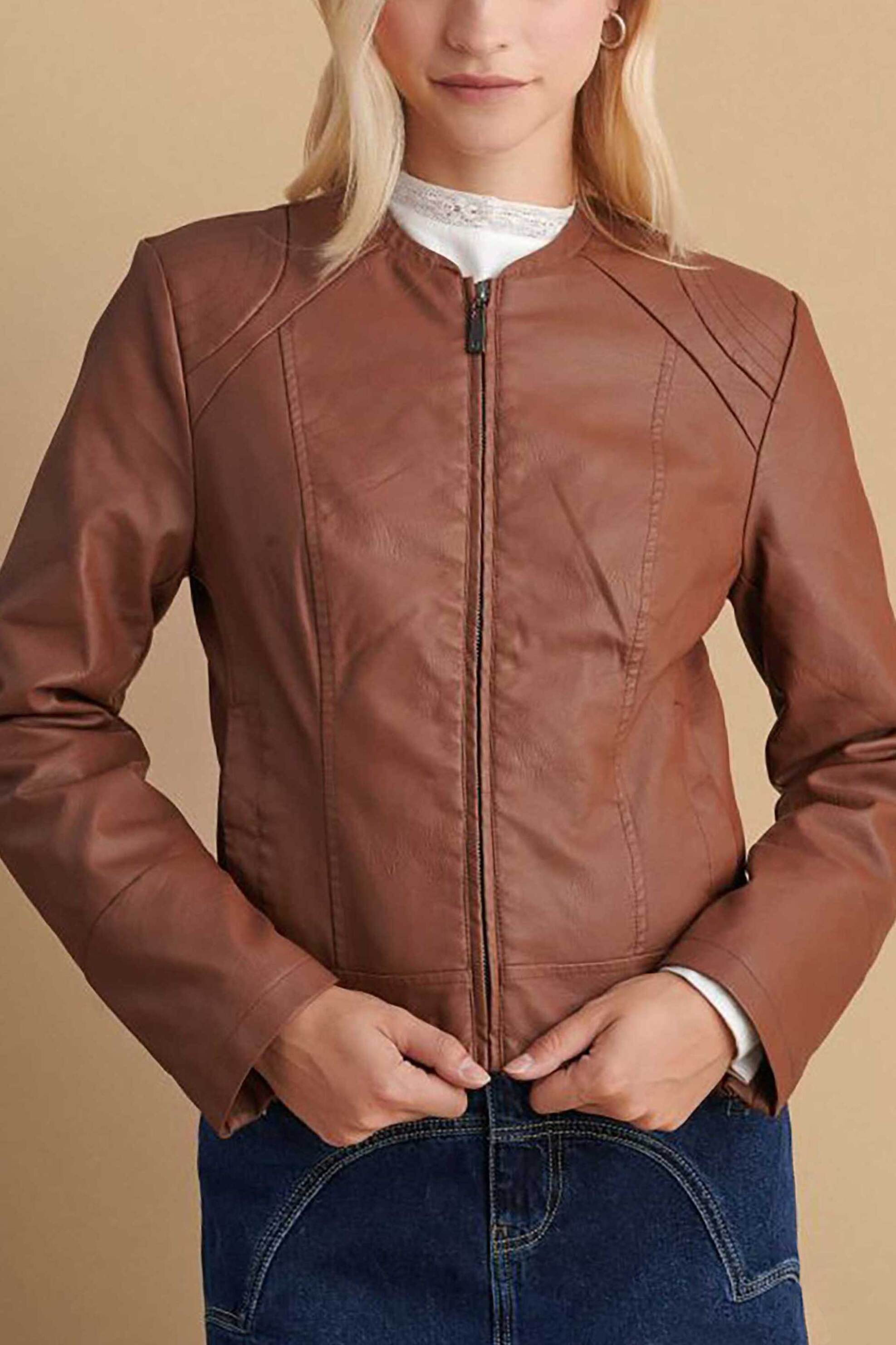  Attrattivo γυναικείο jacket faux leather - 9919193C Ταμπά 2025