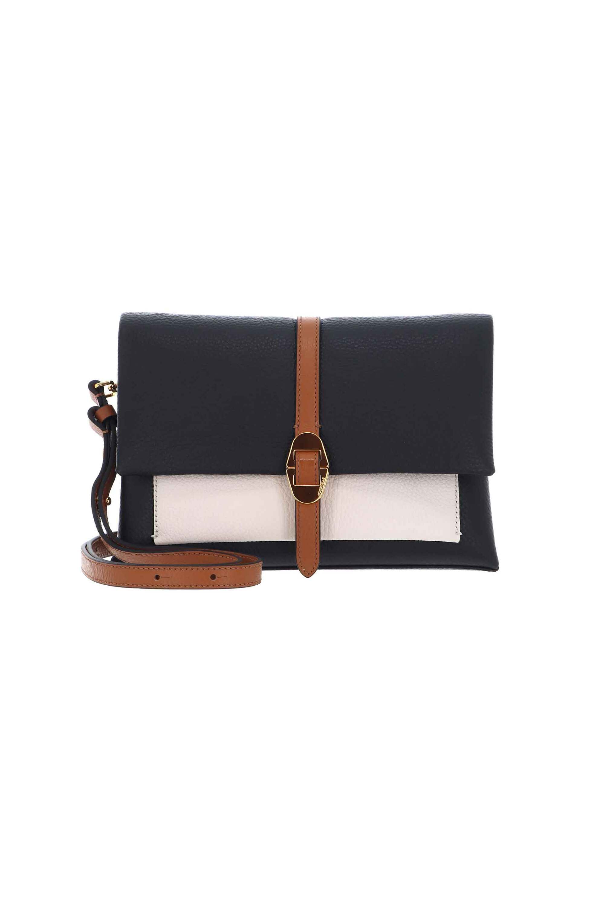 Coccinelle γυναικεία δερμάτινη τσάντα crossbody "Dorian Tricolor" - E1RCN-120201 Μπλε Σκούρο 9-2212001858|ED4614|.