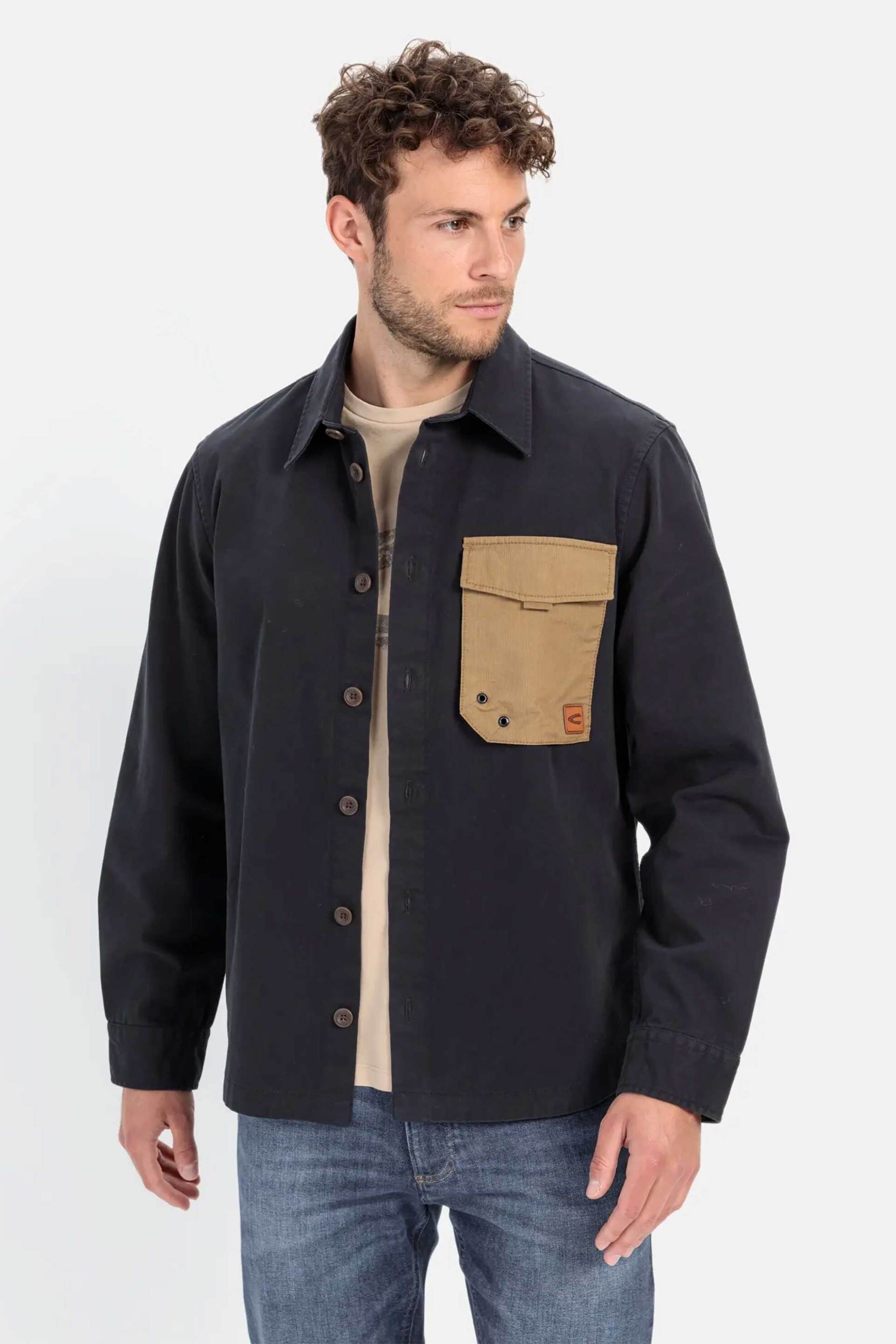 CAMEL ACTIVE Camel Active ανδρικό overshirt με contrast τσέπη Relaxed Fit - C242-409381-4S81 Μπλε Σκούρο