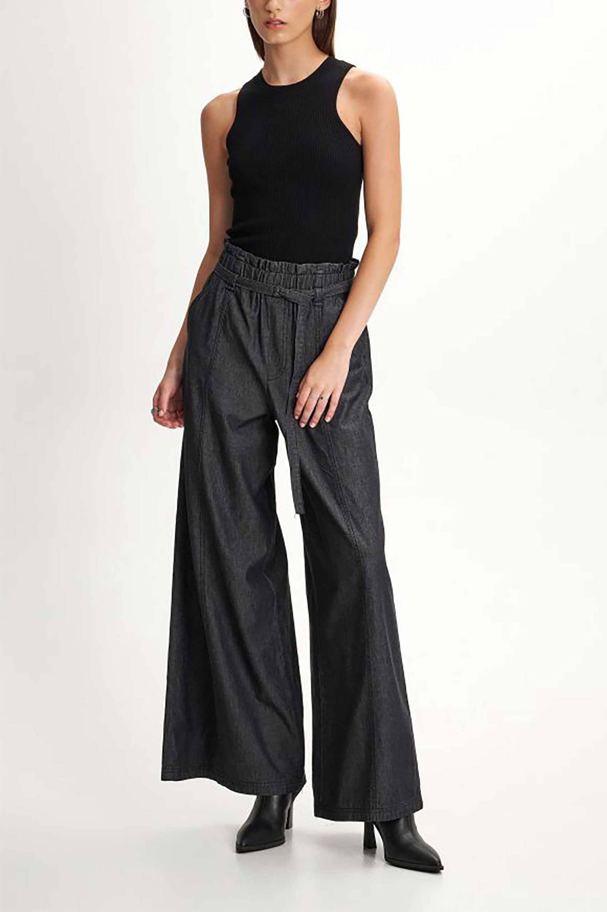  'ALE γυναικείο παντελόνι με denim όψη Wide Leg - 81253035 Ανθρακί 2025