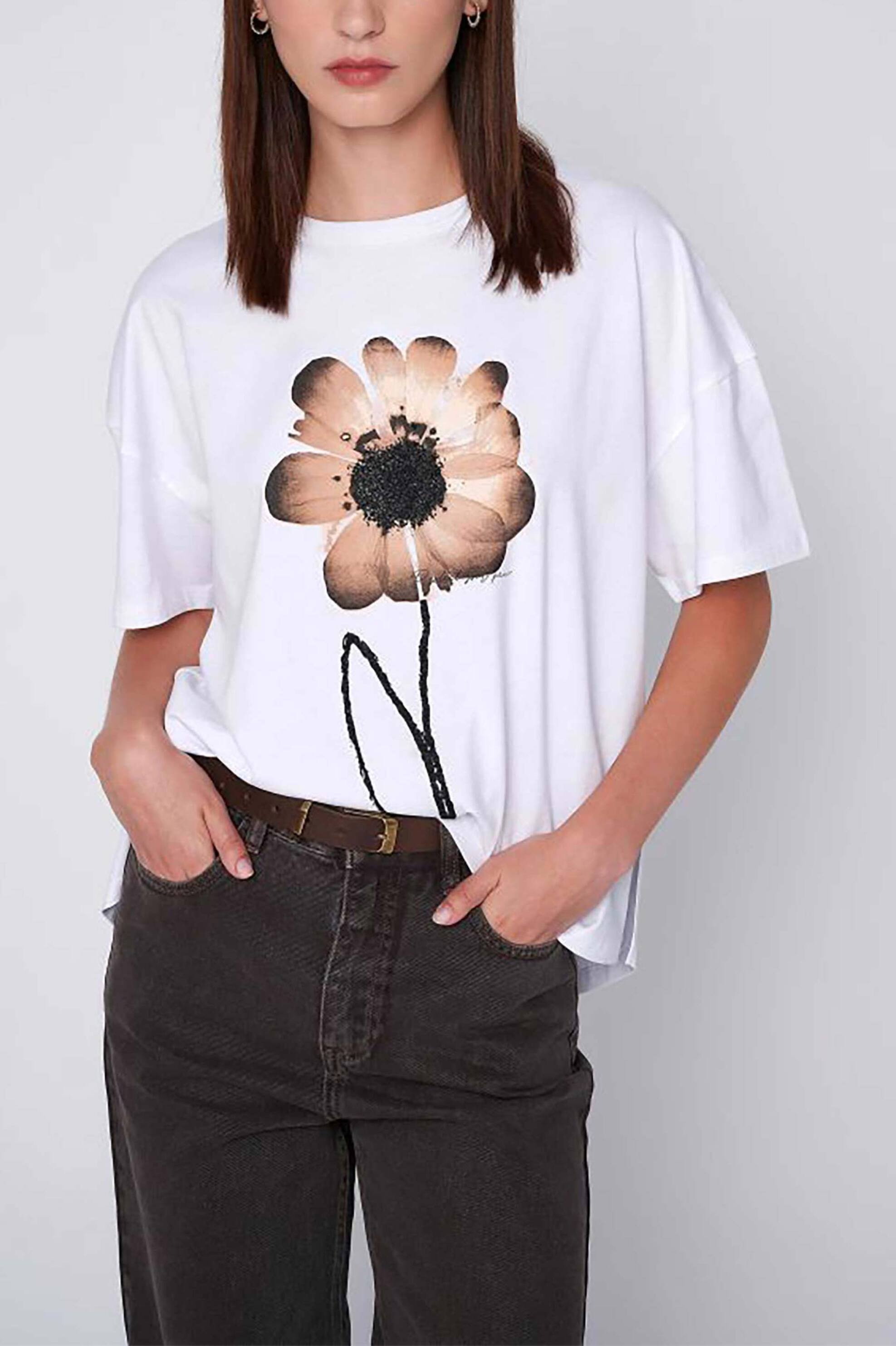  'ALE γυναικείο T-shirt με flower print - 8919591 Λευκό 2025