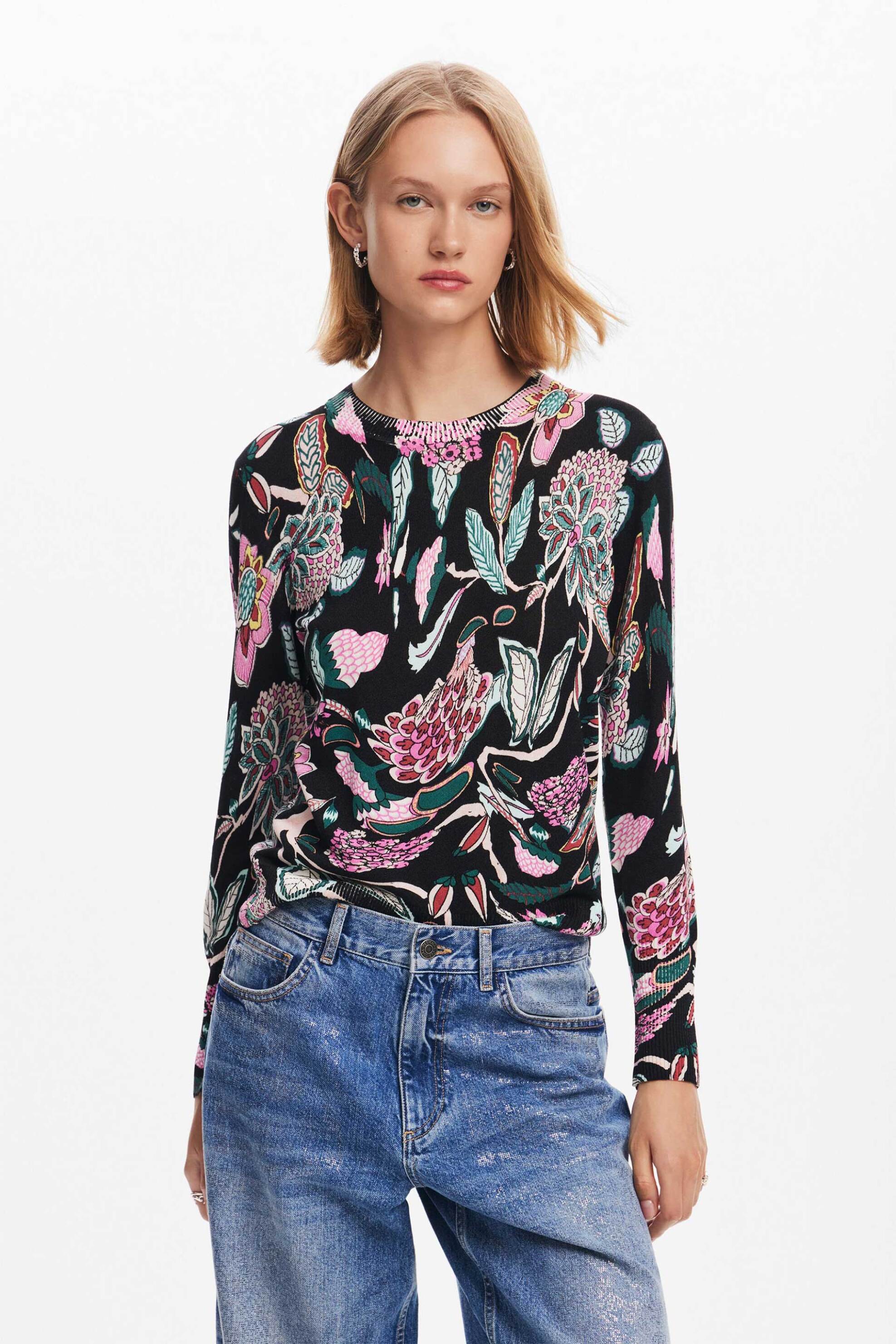 DESIGUAL Desigual γυναικεία πλεκτή μπλούζα με floral print 