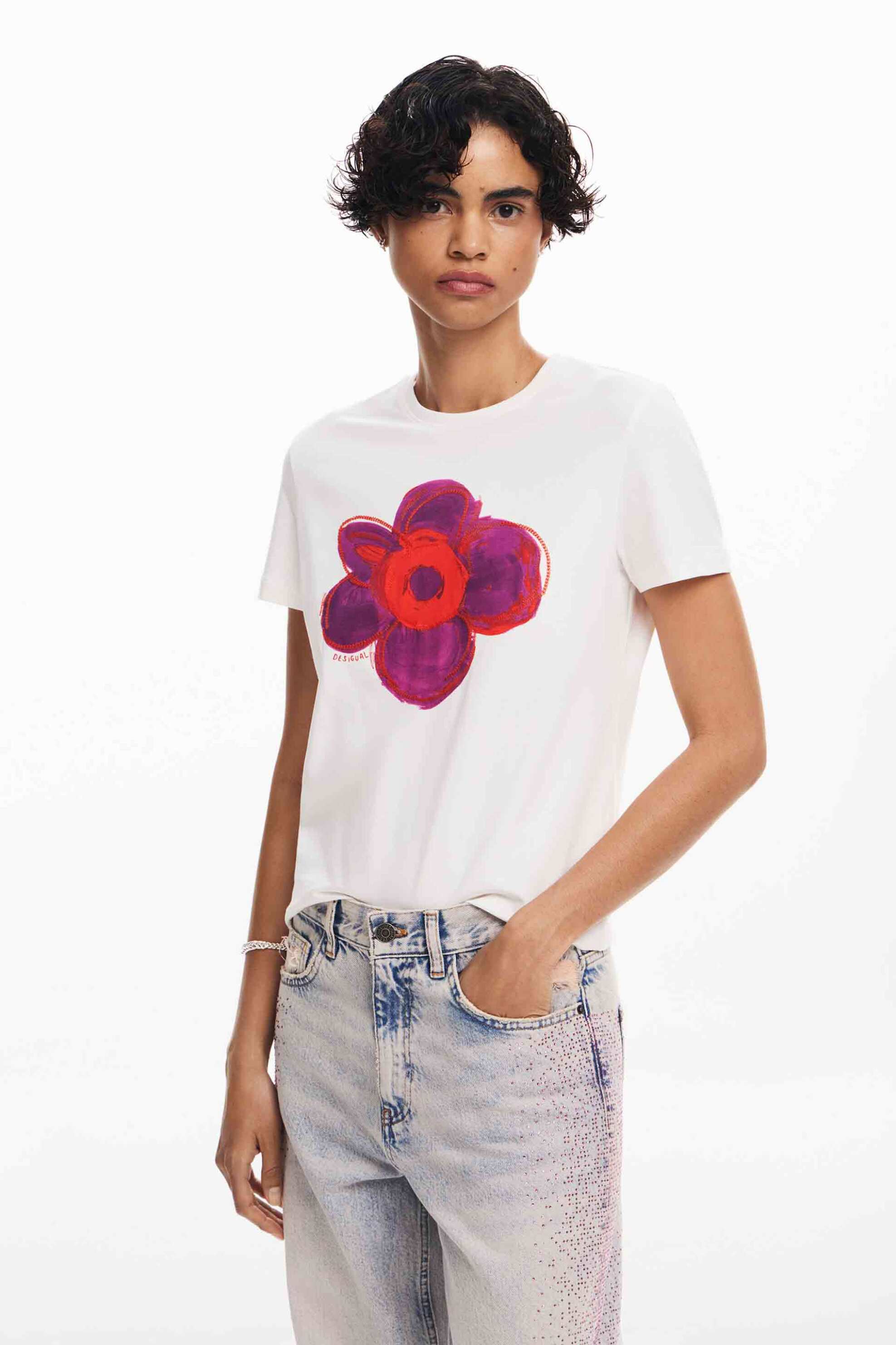 DESIGUAL Desigual γυναικείο βαμβακερό T-shirt με flower print 