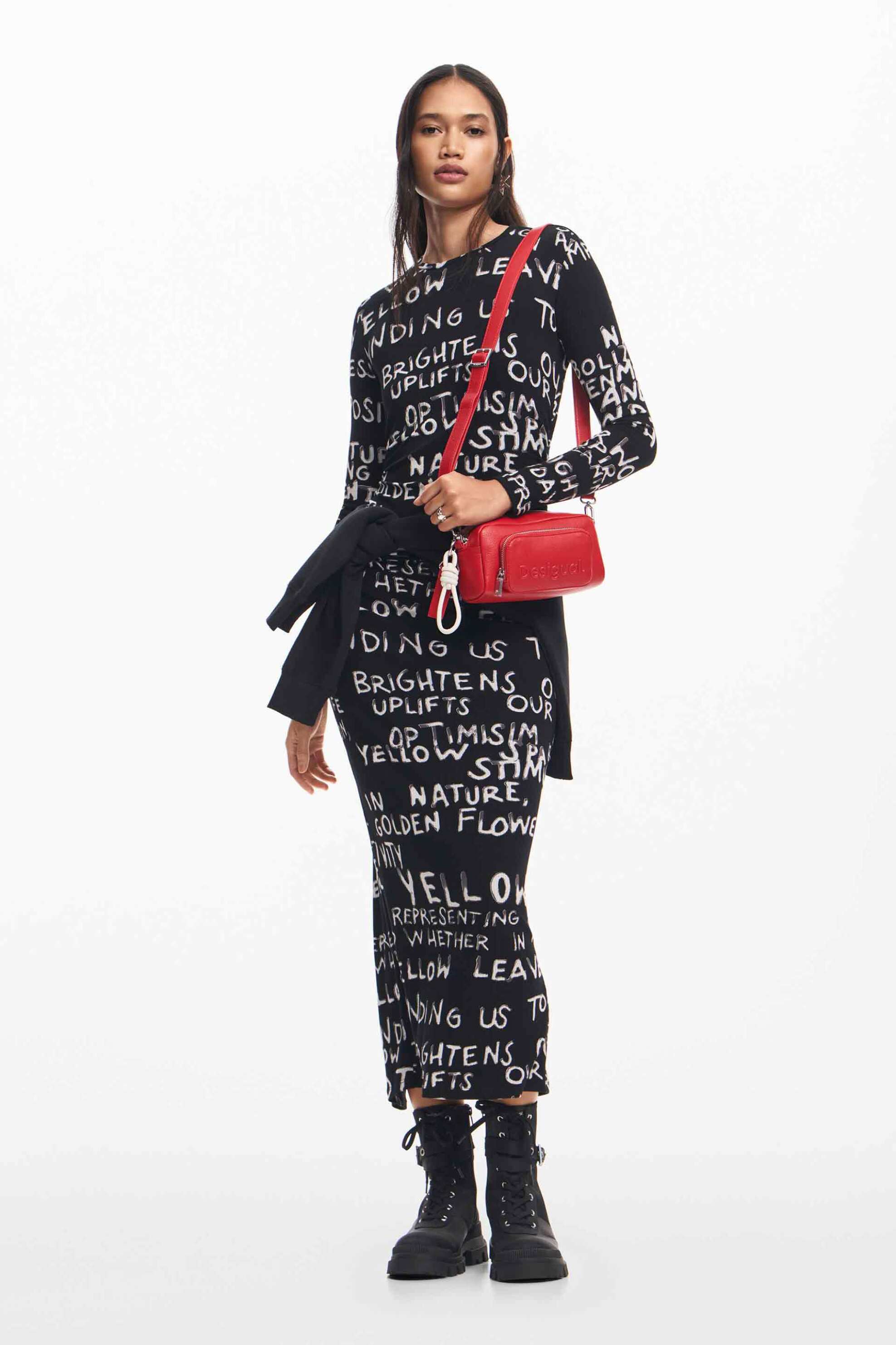 DESIGUAL Desigual γυναικείο midi φόρεμα με contrast letter print 