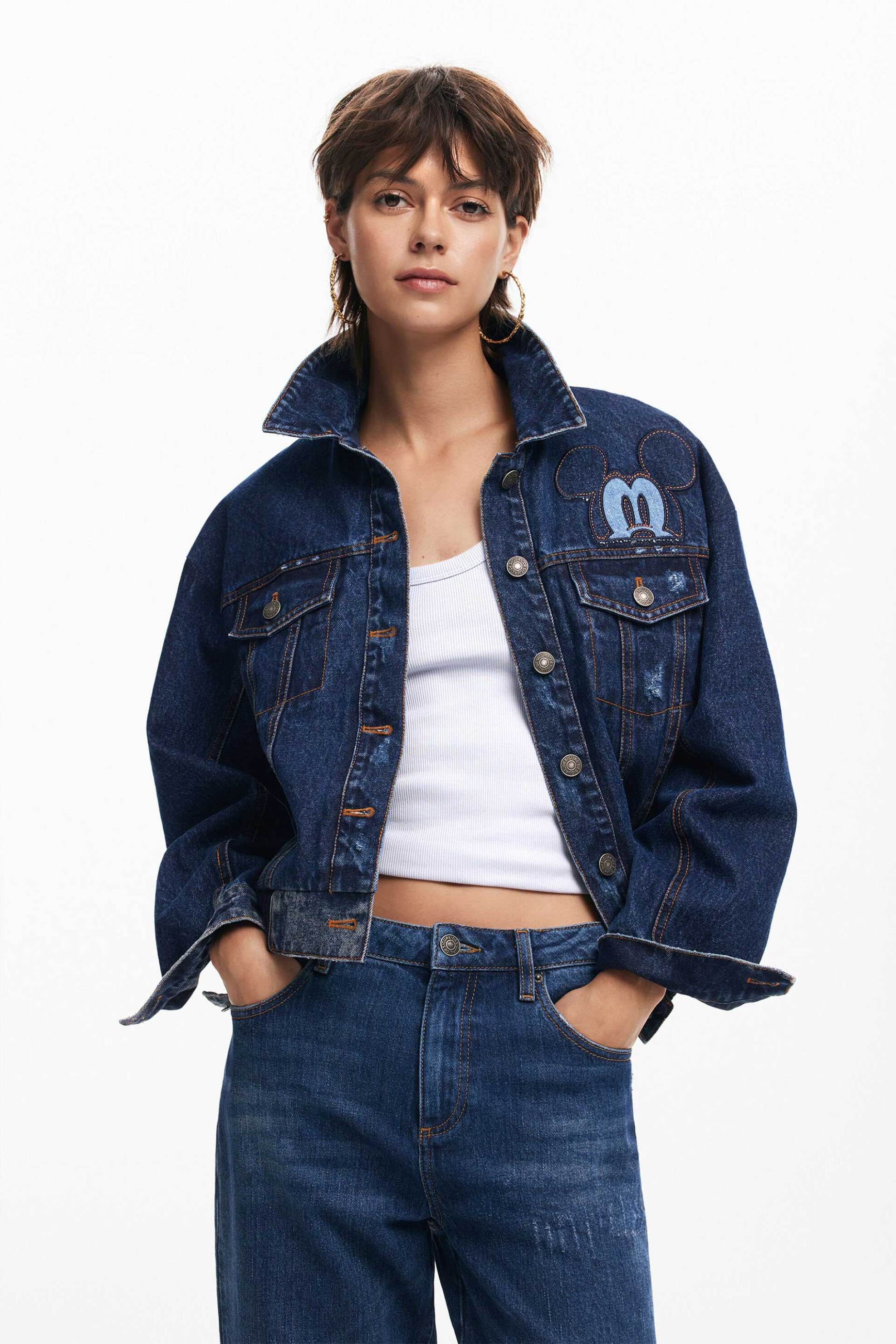 DESIGUAL Desigual γυναικείο denim jacket με print και lettering Regular Fit - 24WWED02 Denim Blue 2025