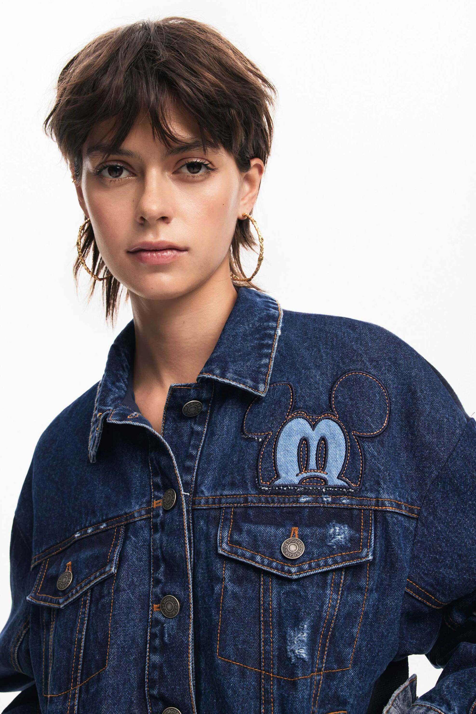 Desigual γυναικείο denim jacket με print και lettering Regular Fit - 24WWED02 Denim Blue φωτογραφία