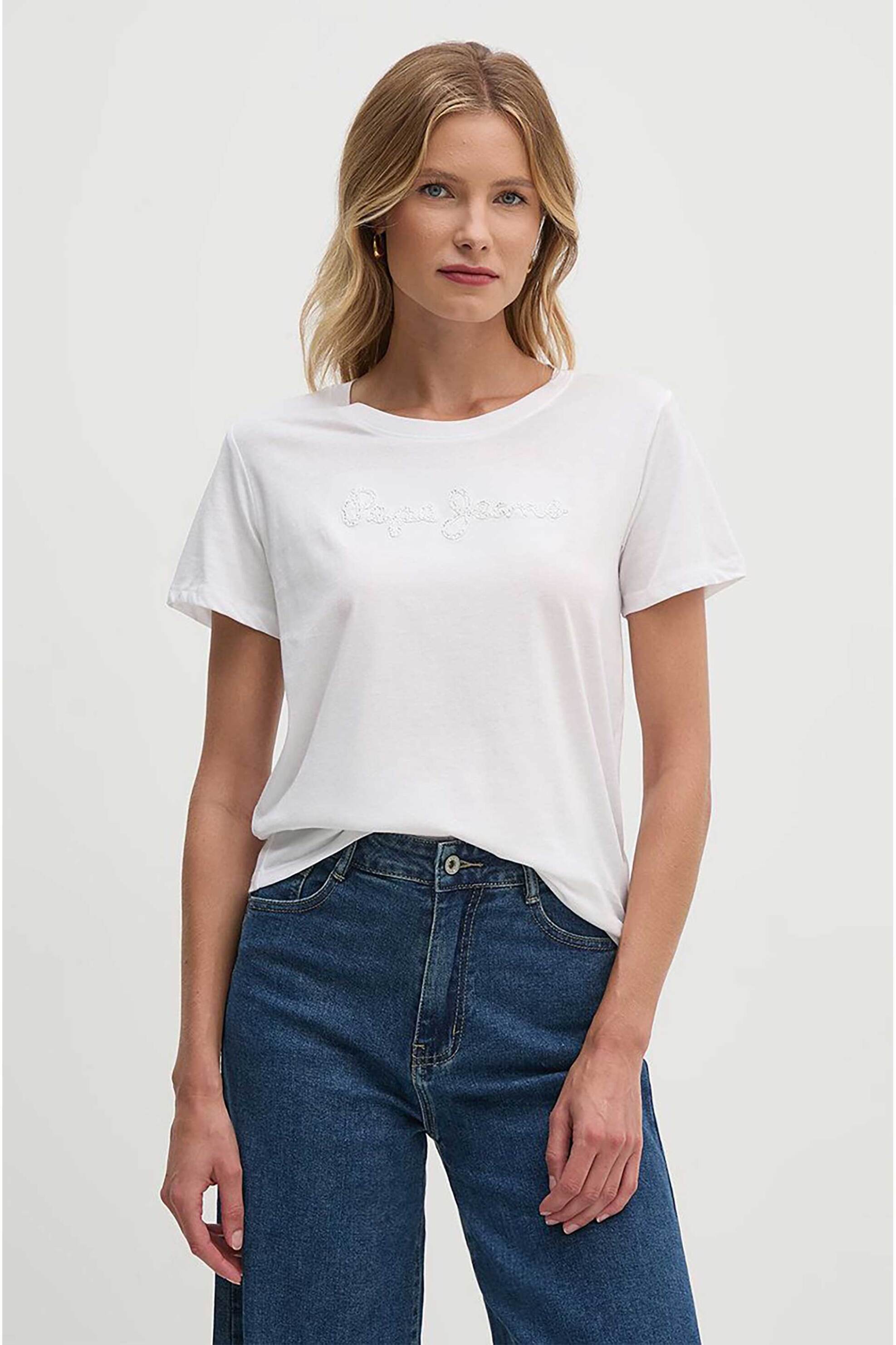 Pepe Jeans Pepe Jeans γυναικείο T-shirt με λογότυπο με στρας 