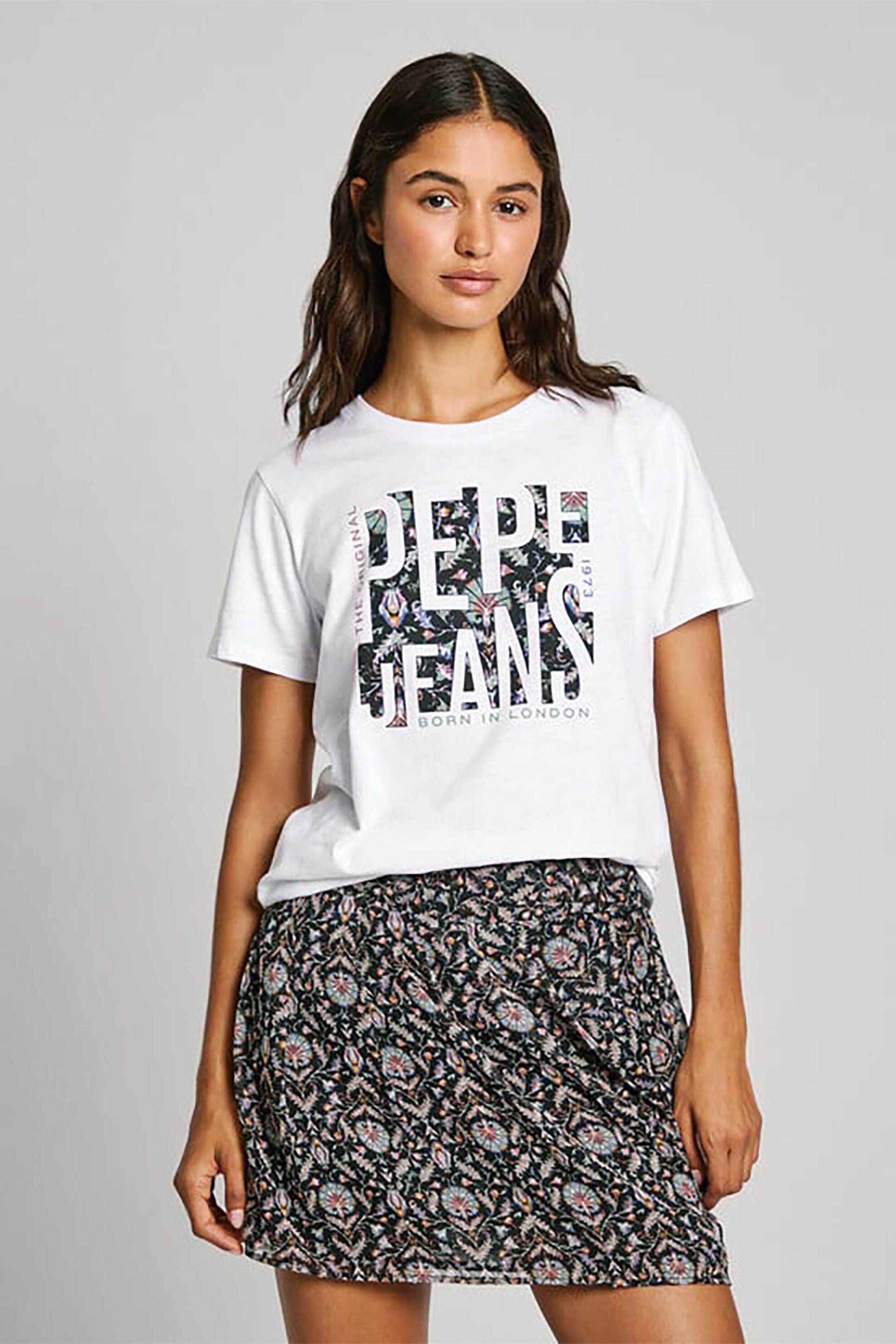 Pepe Jeans Pepe Jeans γυναικείο T-shirt με print και λογότυπο Regular Fit - PL505964 Λευκό 2025