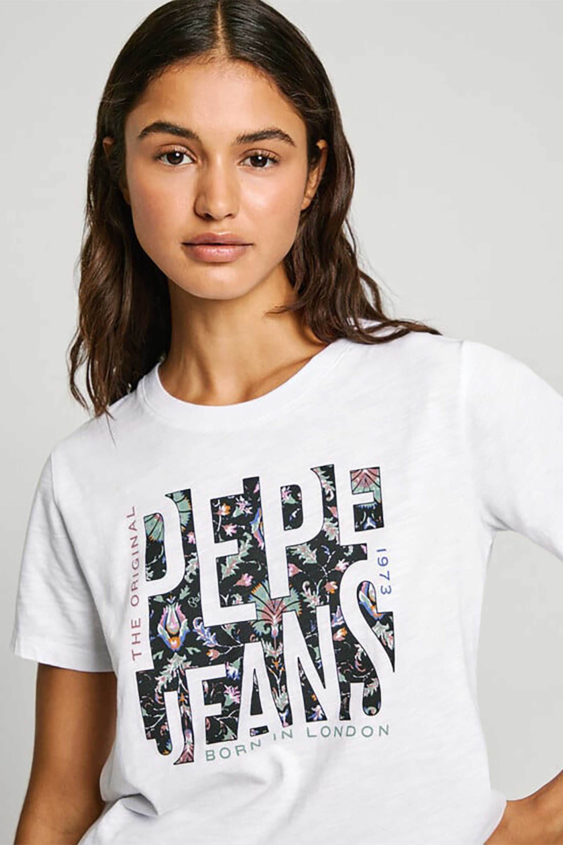 Pepe Jeans γυναικείο T-shirt με print και λογότυπο Regular Fit - PL505964 Λευκό φωτογραφία