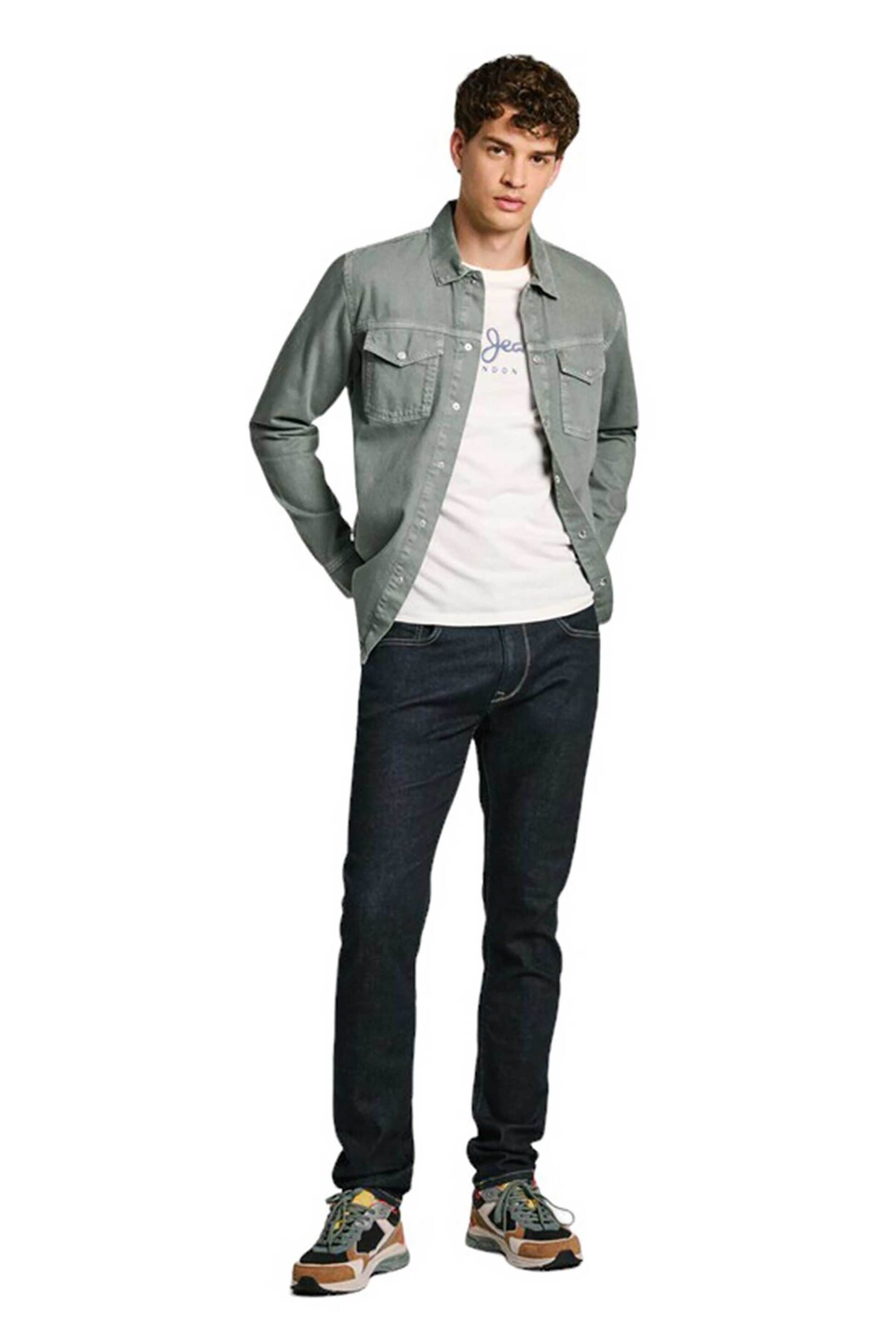 PEPE JEANS Pepe Jeans ανδρικό τζιν παντελόνι πεντάτσεπο Tapered Fit (L32) - PM207390AB12 Denim Blue Σκούρο