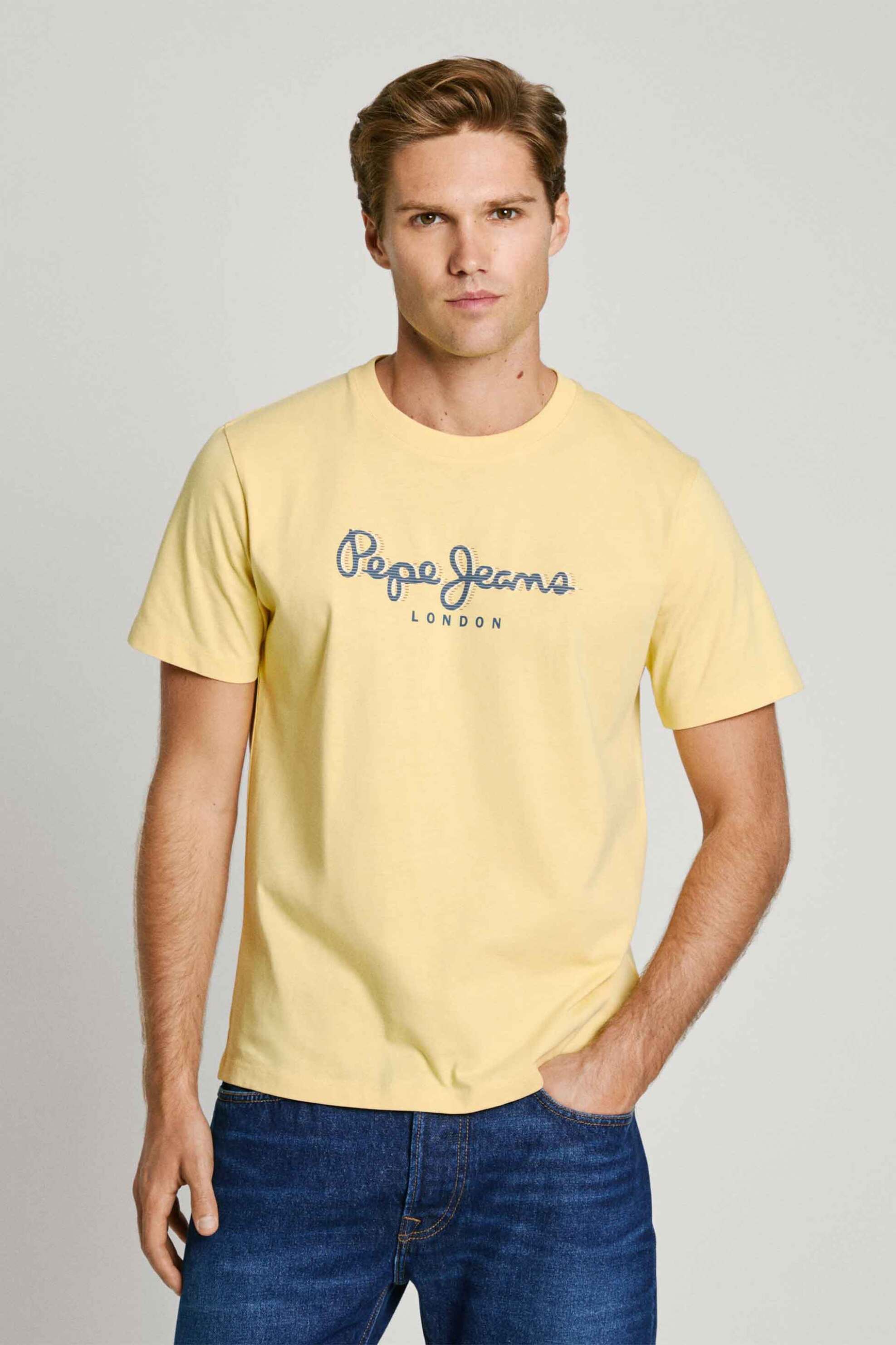 PEPE JEANS Pepe Jeans ανδρικό T-shirt με logo print Regular Fit - PM509428 Κίτρινο