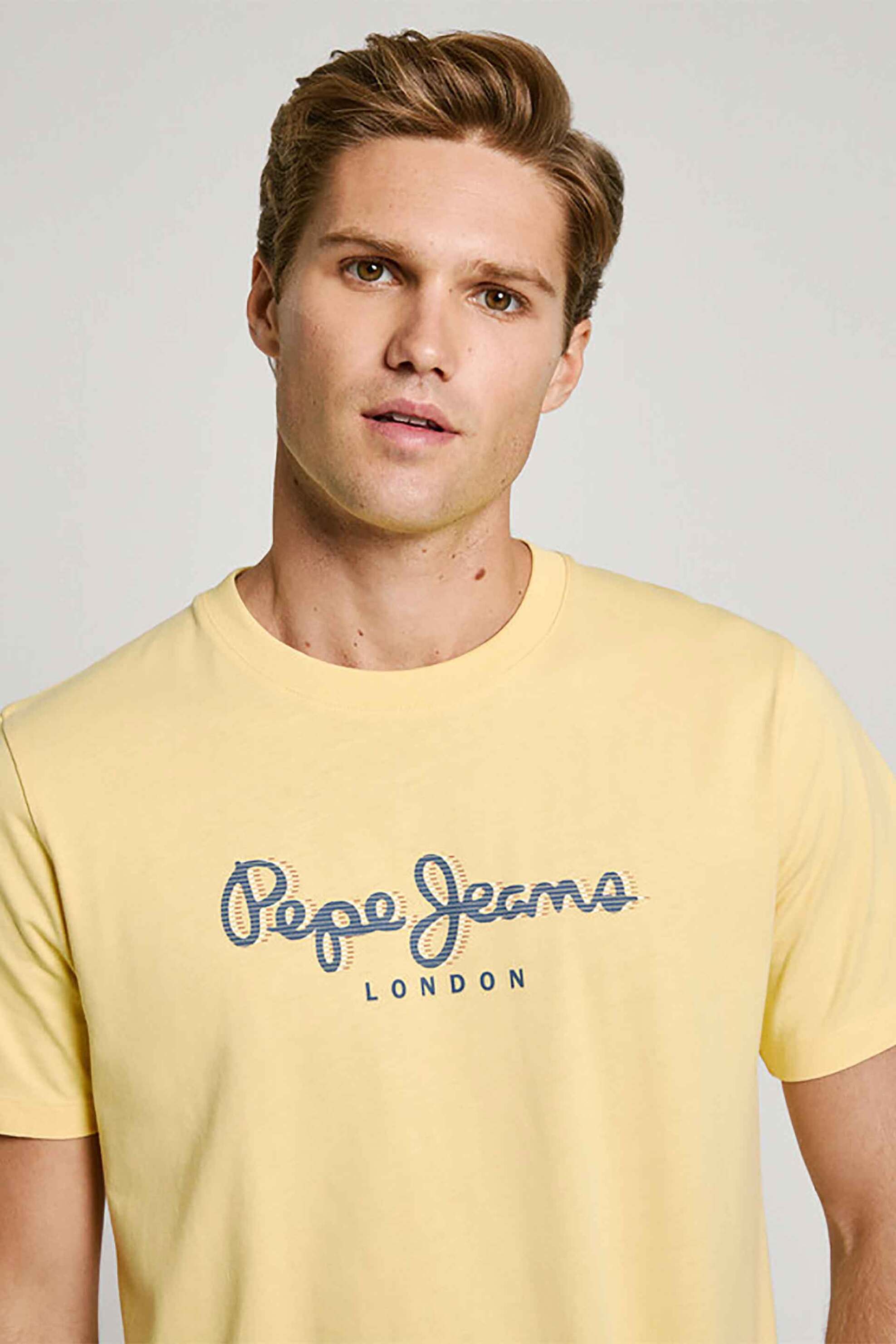 Pepe Jeans ανδρικό T-shirt με logo print Regular Fit - PM509428 Κίτρινο φωτογραφία