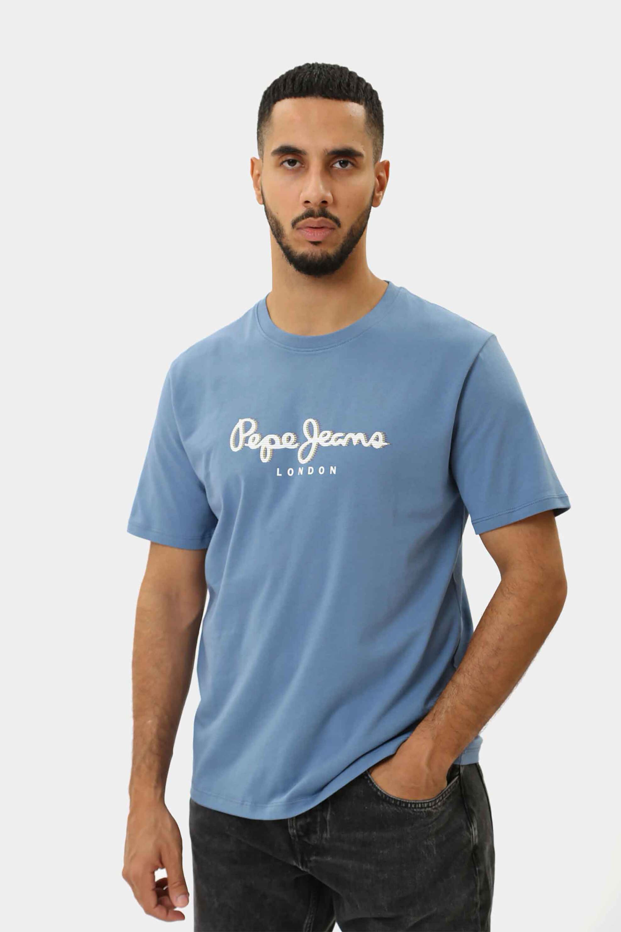 PEPE JEANS Pepe Jeans ανδρικό T-shirt με logo print Regular Fit - PM509428 Μπλε Ανοιχτό