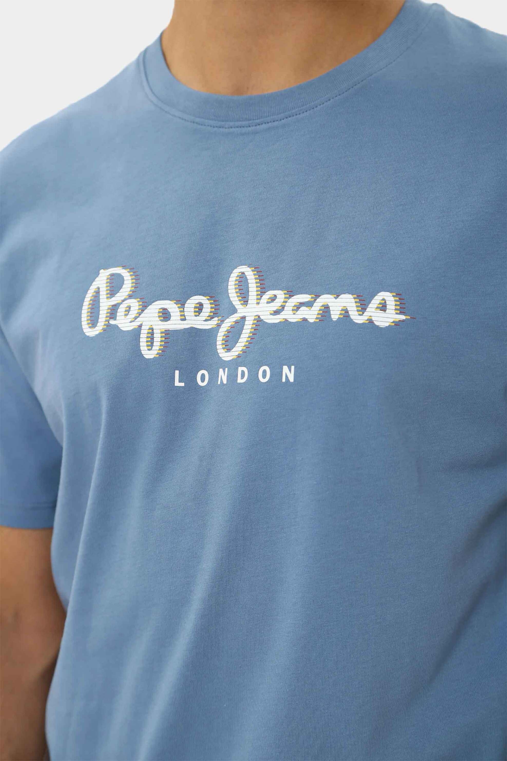 Pepe Jeans ανδρικό T-shirt με logo print Regular Fit - PM509428 Μπλε Ανοιχτό φωτογραφία