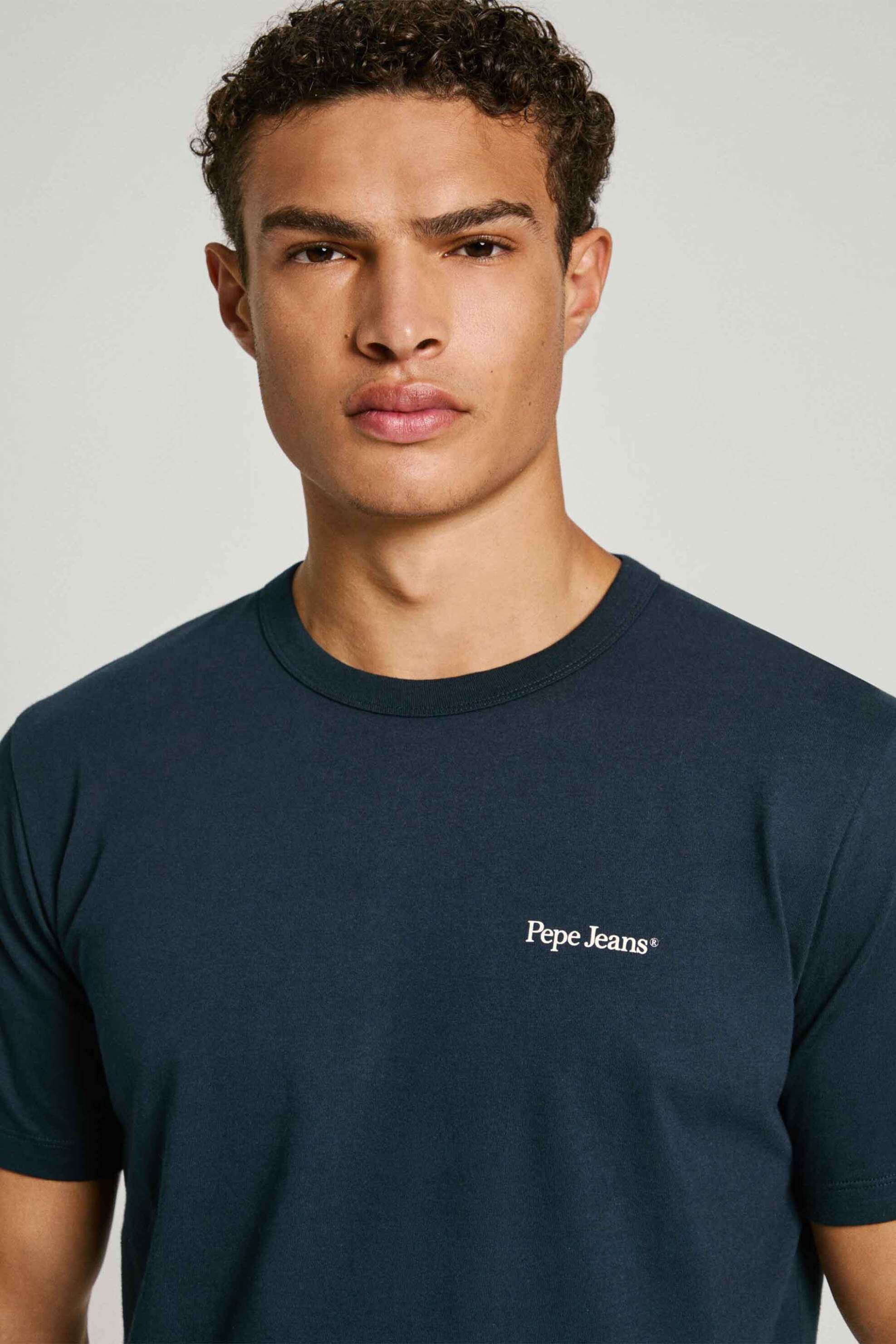 Pepe Jeans ανδρικό T-shirt με graphic logo print στο πίσω μέρος Regular Fit - PM509431 Σκούρο Μπλε φωτογραφία