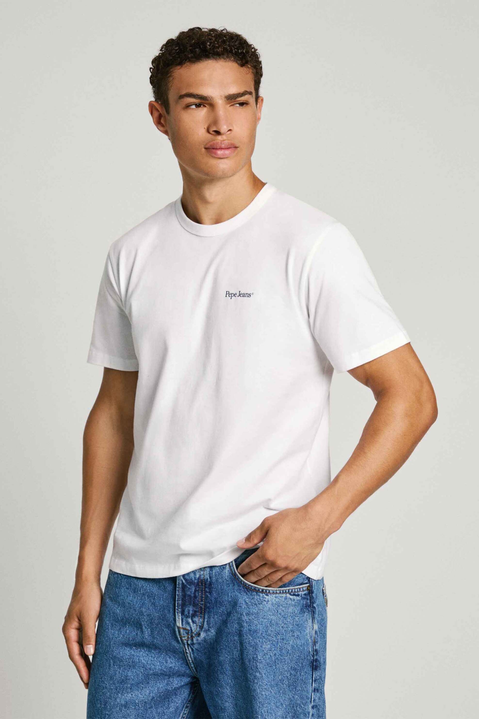 PEPE JEANS Pepe Jeans ανδρικό T-shirt με graphic logo print στο πίσω μέρος Regular Fit - PM509431 Λευκό